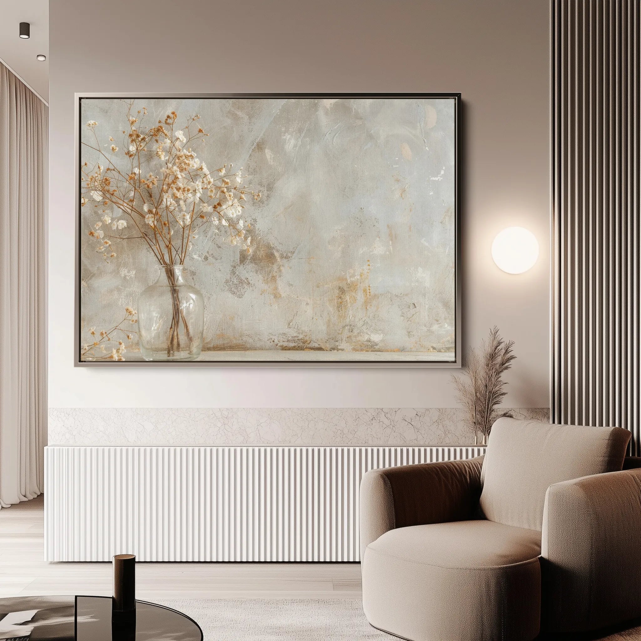 Floral 049 Canvas Art 60 x 40 cm / Black
