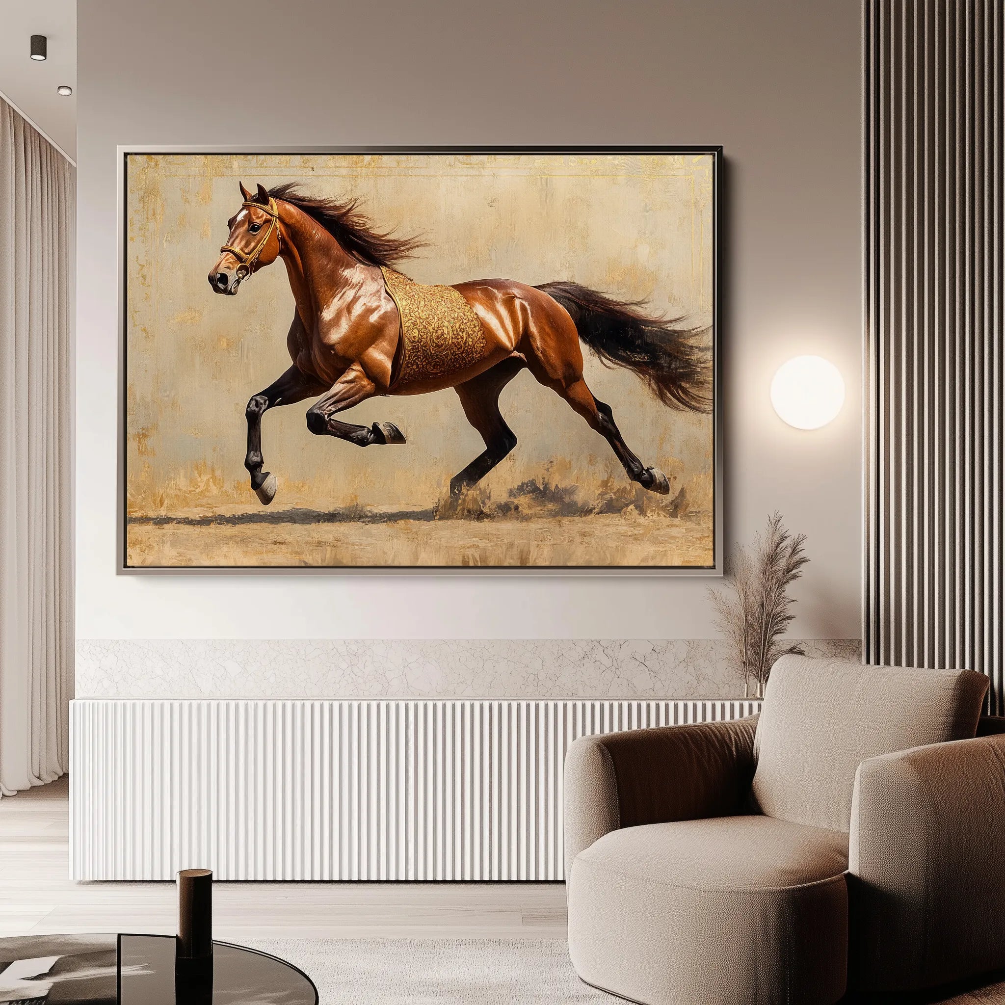 Horses 049 Canvas Art 60 x 40 cm / Black