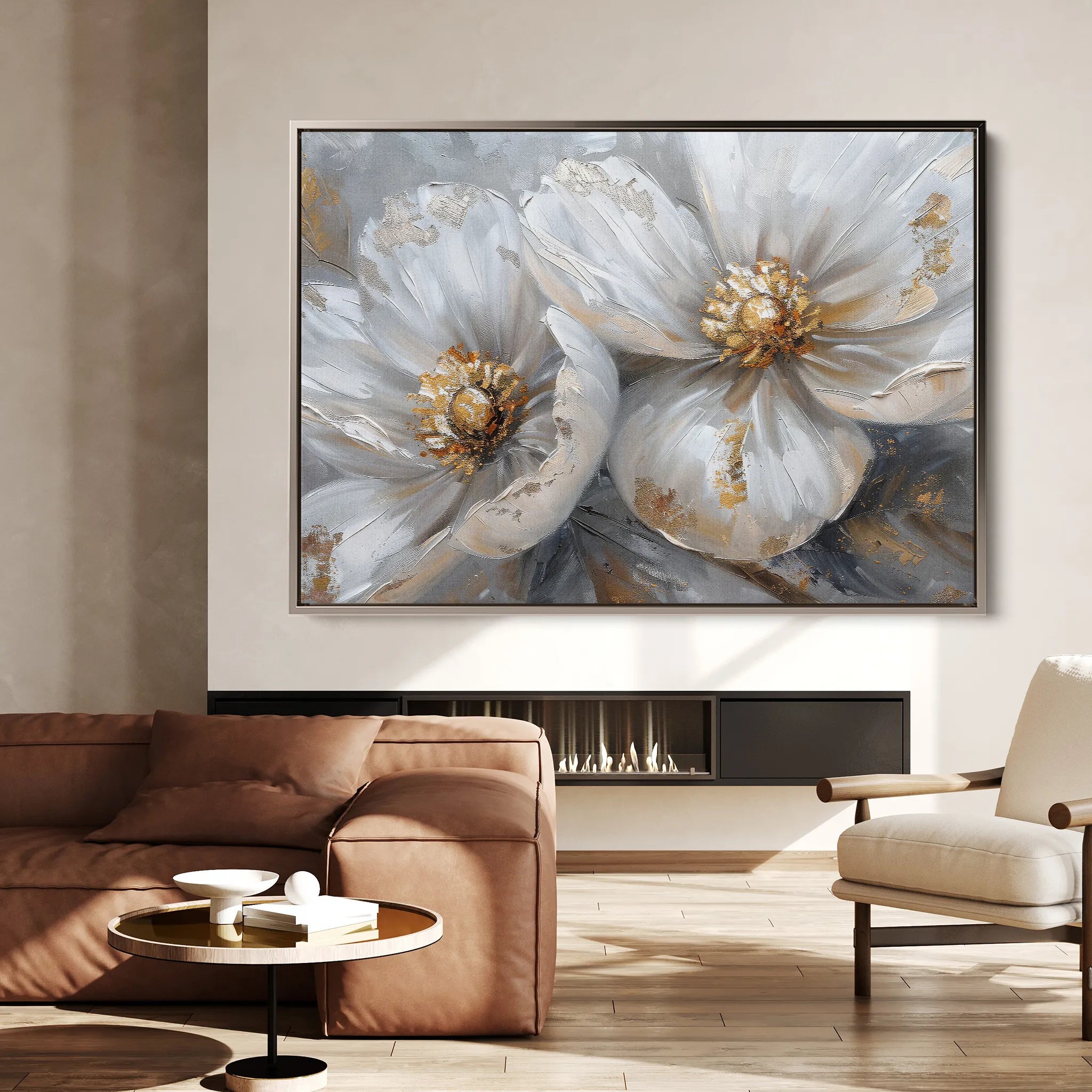 Floral 050 Canvas Art 60 x 40 cm / Black