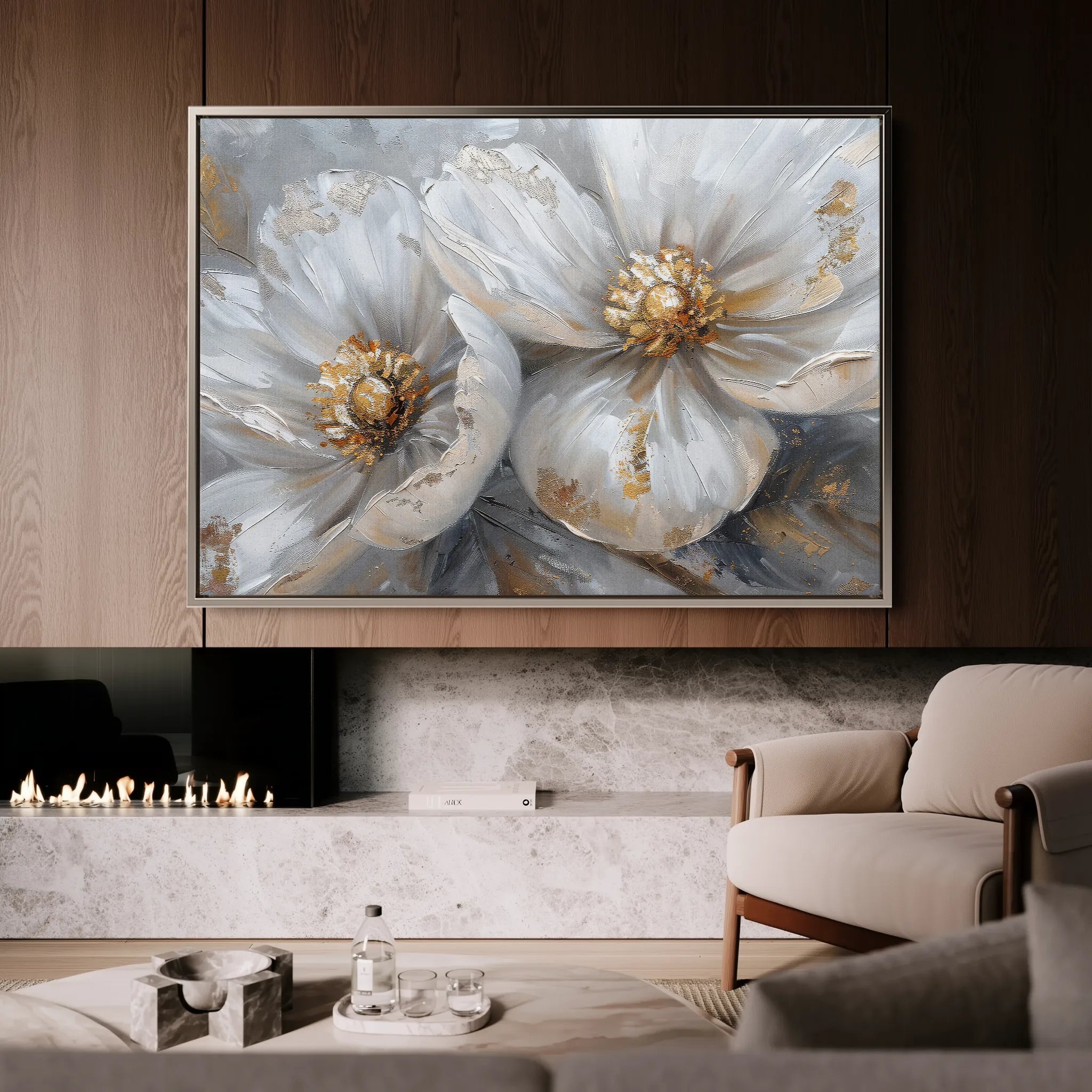 Floral 050 Canvas Art 60 x 40 cm / Black