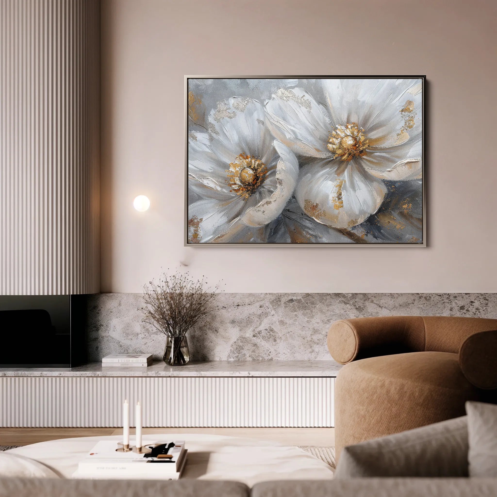 Floral 050 Canvas Art 60 x 40 cm / Black