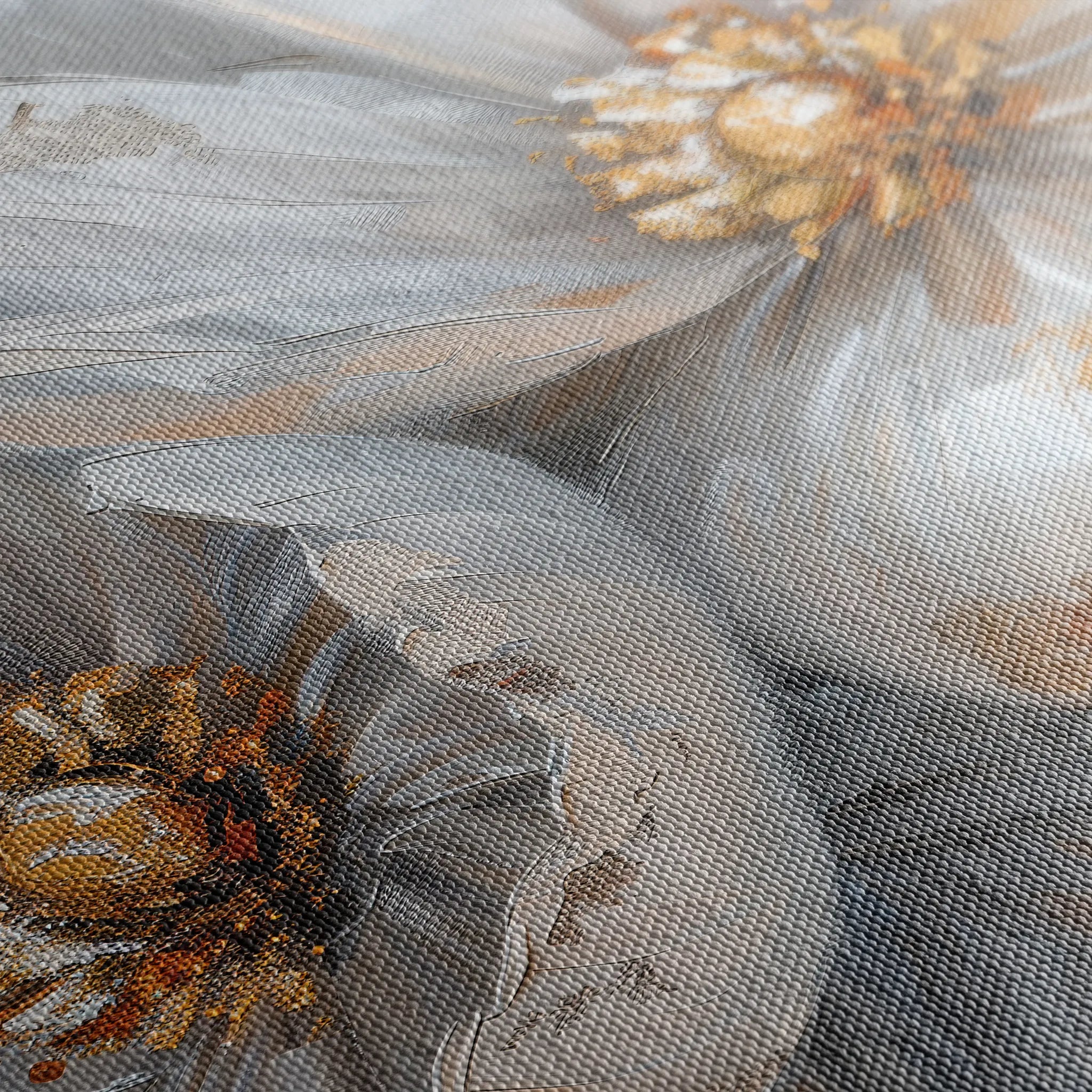 Floral 050 Canvas Art 60 x 40 cm / Black