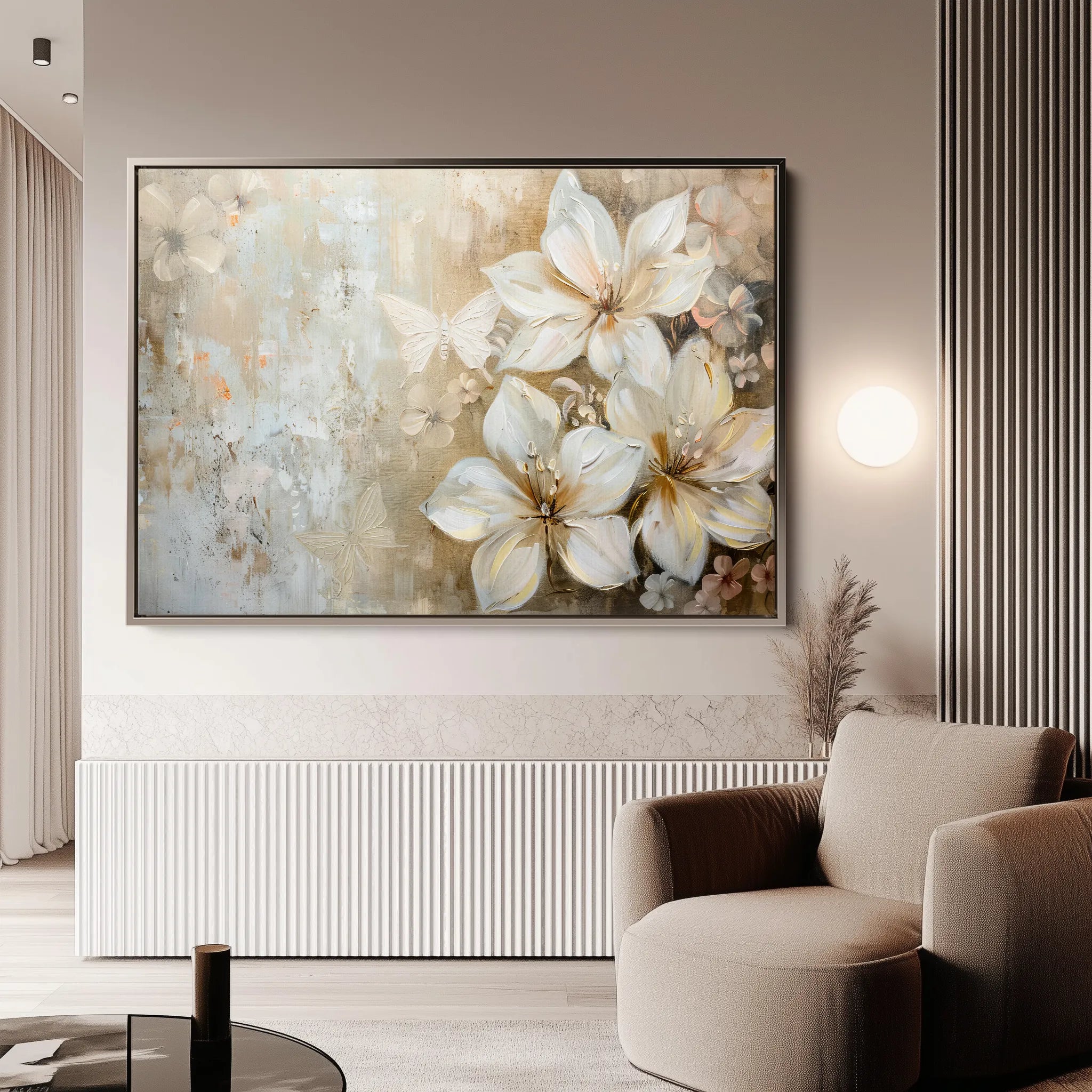 Floral 051 Canvas Art 60 x 40 cm / Black