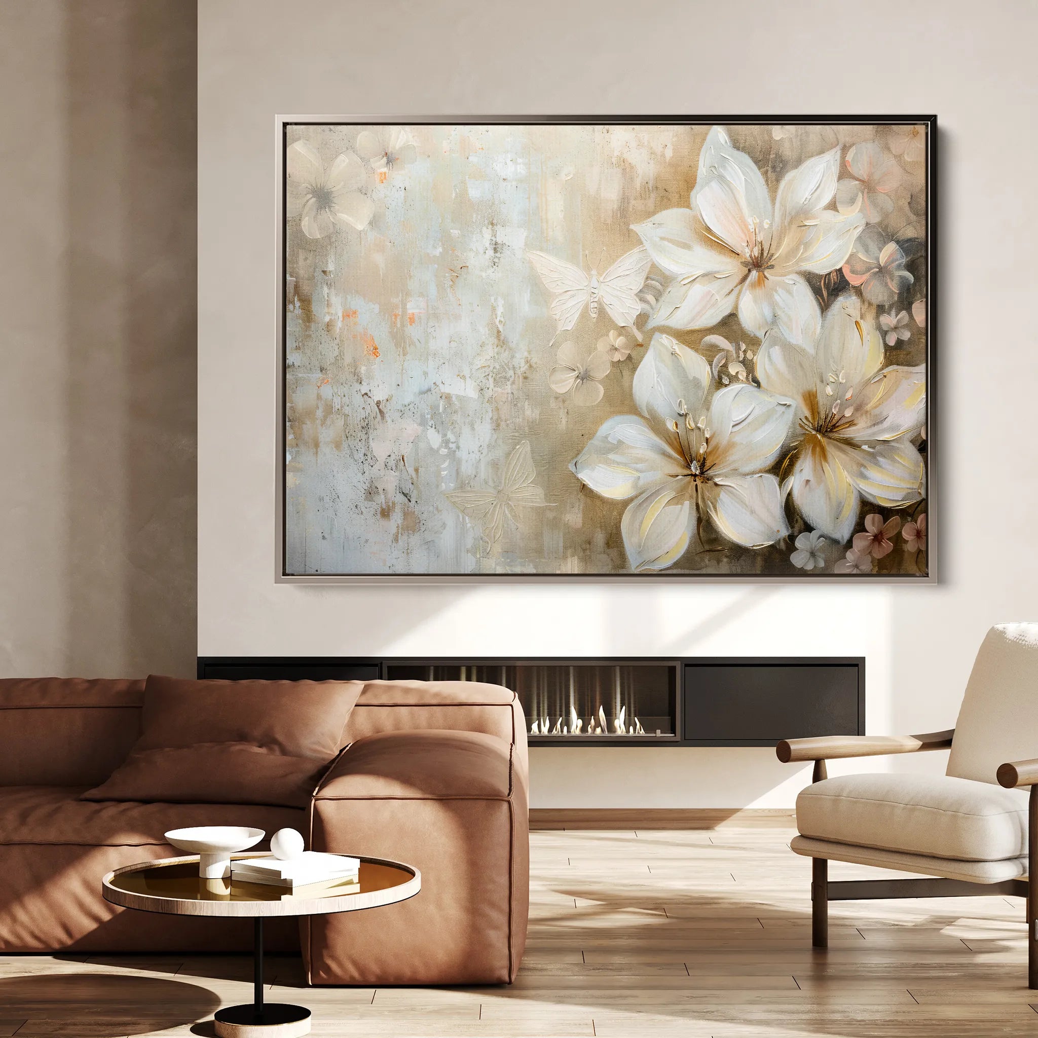 Floral 051 Canvas Art 60 x 40 cm / Black