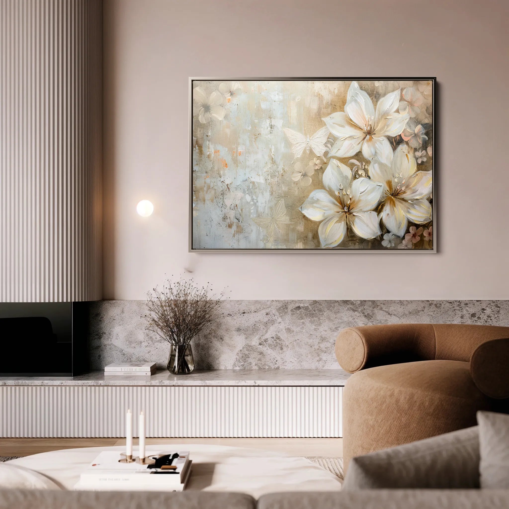 Floral 051 Canvas Art 60 x 40 cm / Black