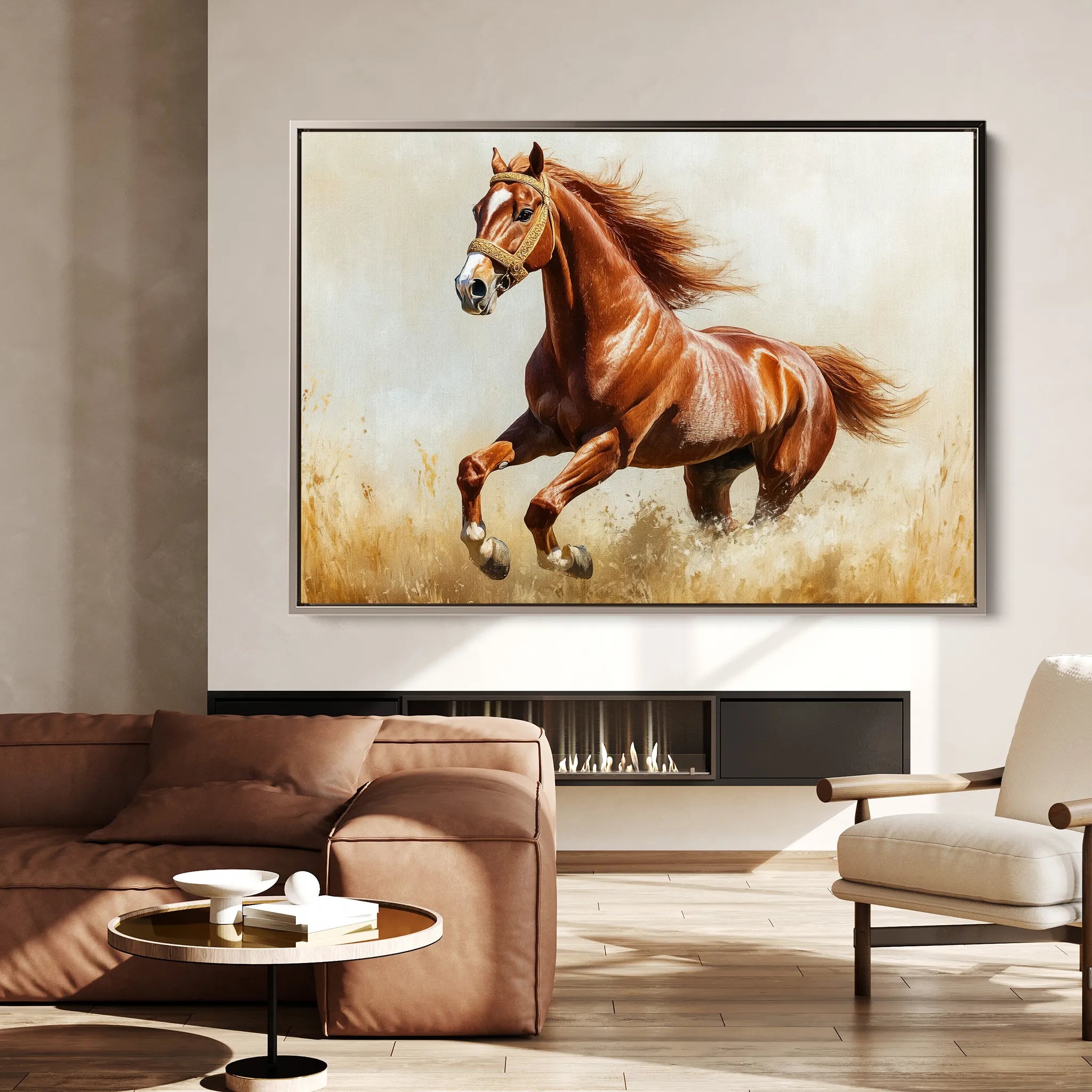 Horses 051 Canvas Art 60 x 40 cm / Black