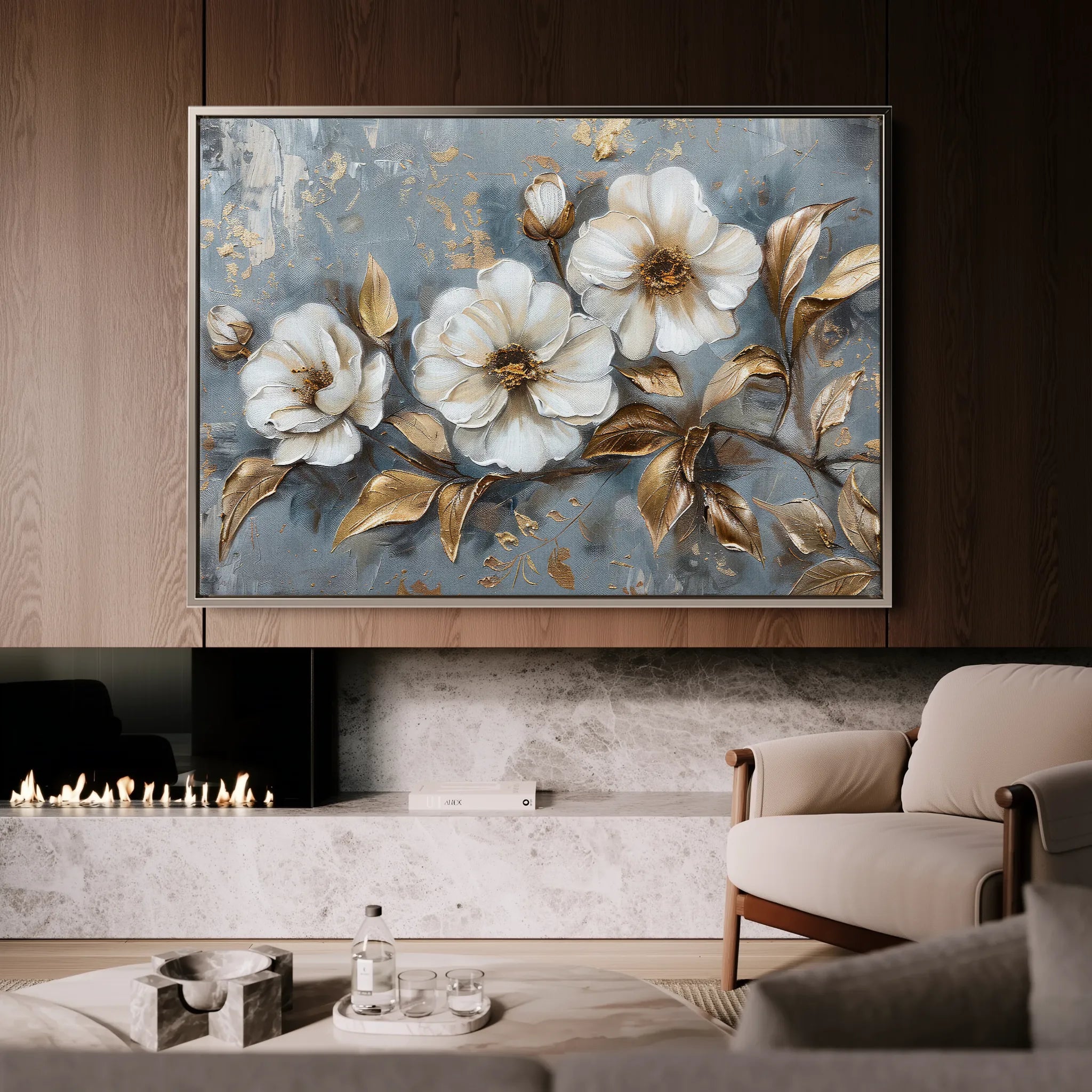 Floral 052 Canvas Art 60 x 40 cm / Black