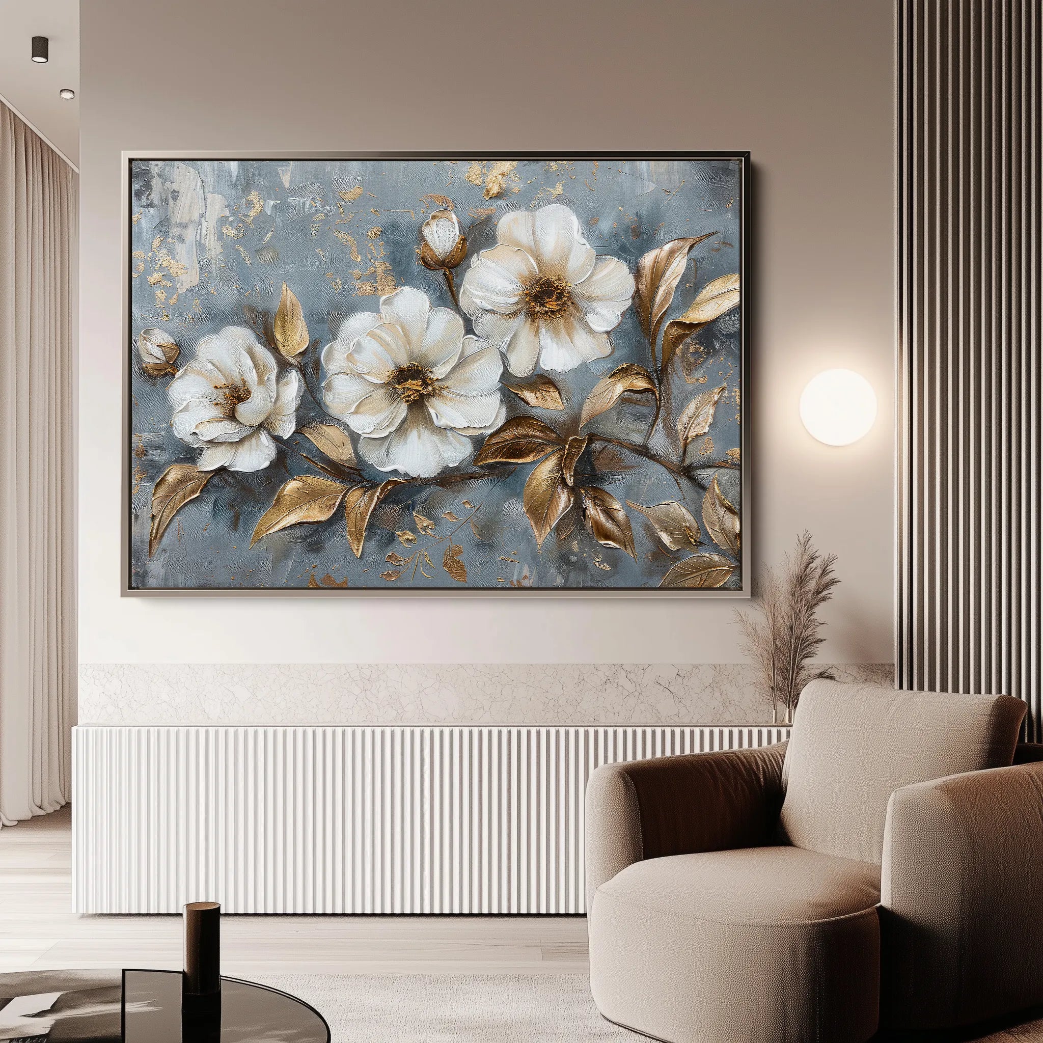 Floral 052 Canvas Art 60 x 40 cm / Black