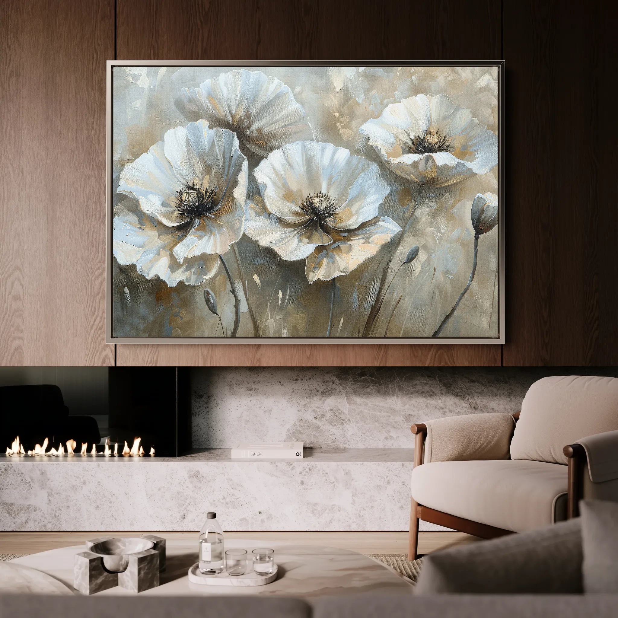 Floral 053 Canvas Art 60 x 40 cm / Black