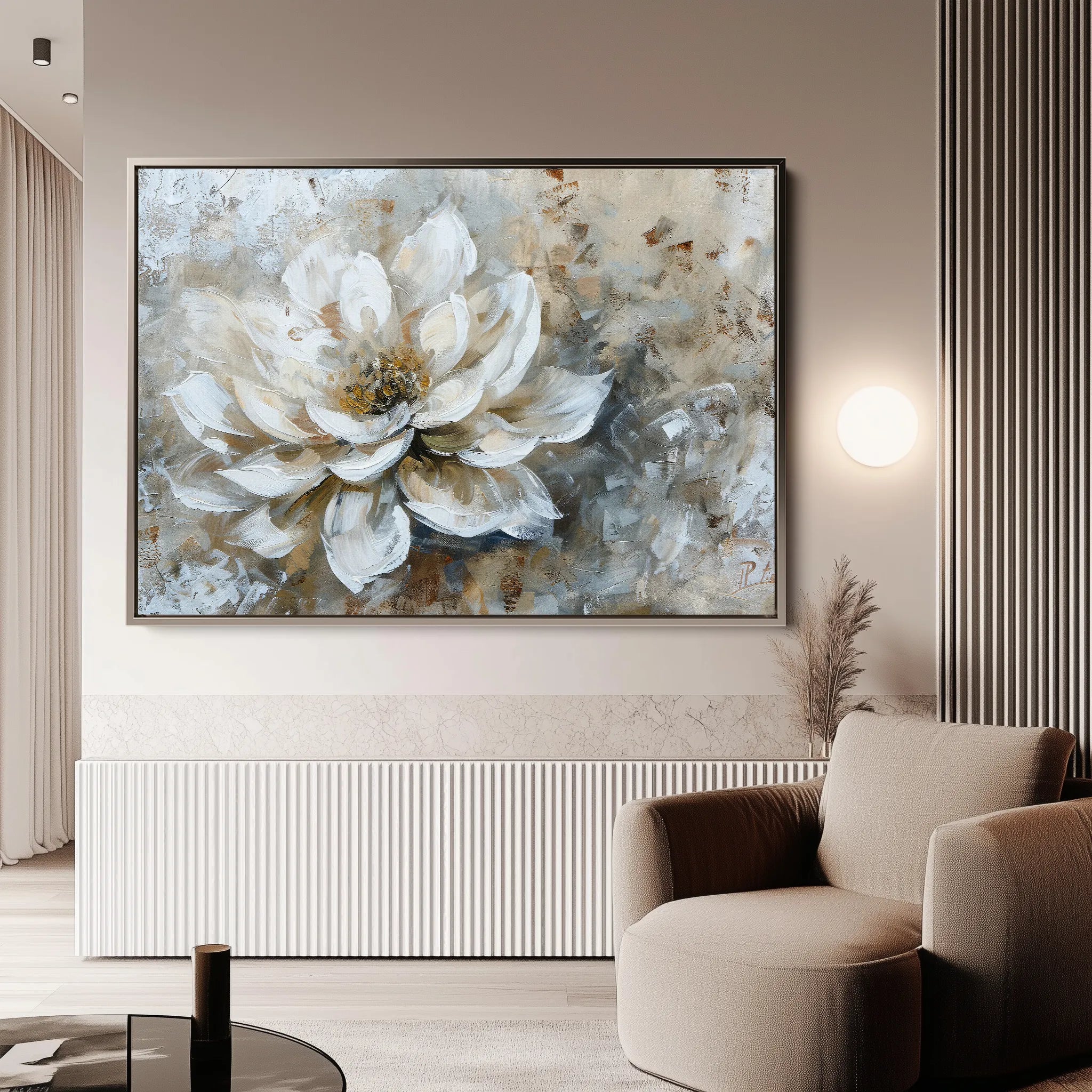 Floral 054 Canvas Art 60 x 40 cm / Black