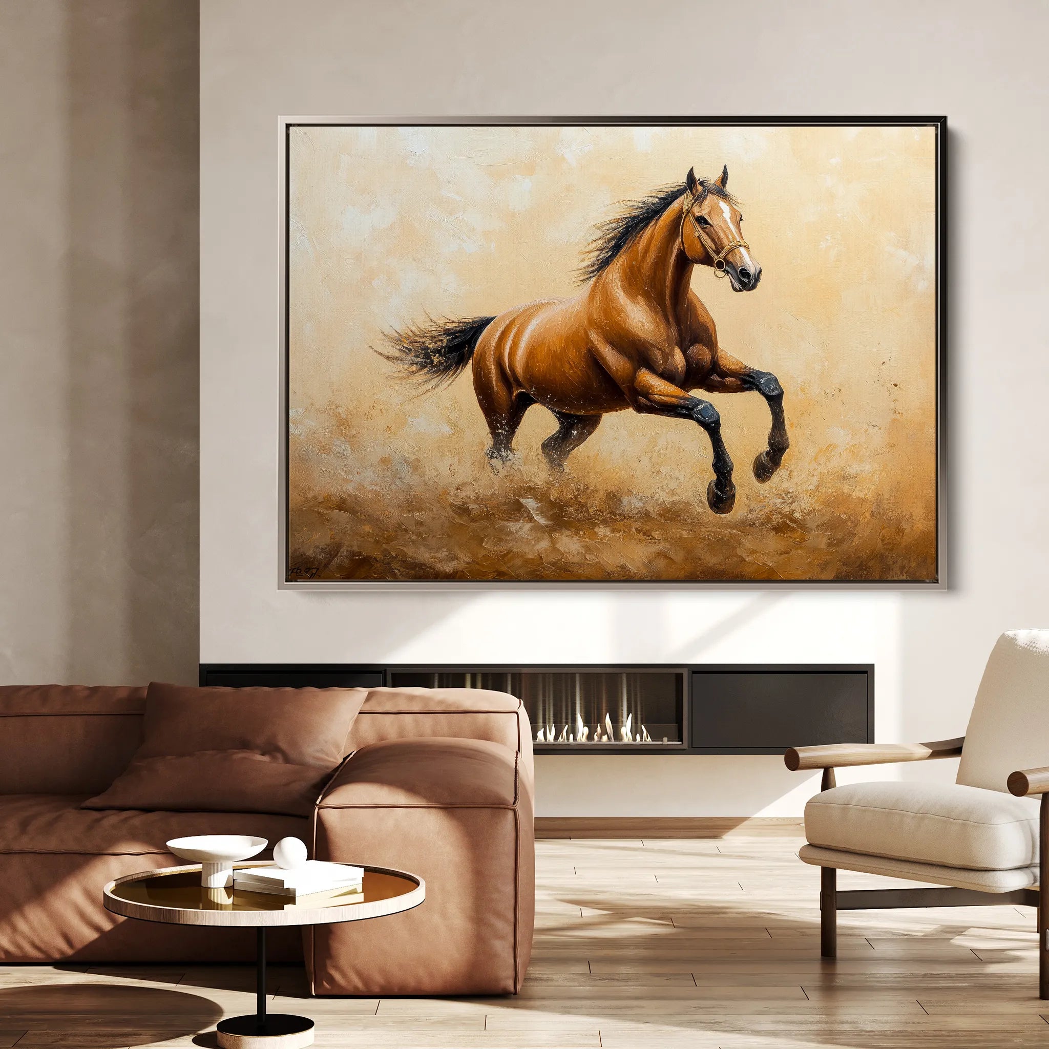 Horses 054 Canvas Art 60 x 40 cm / Black