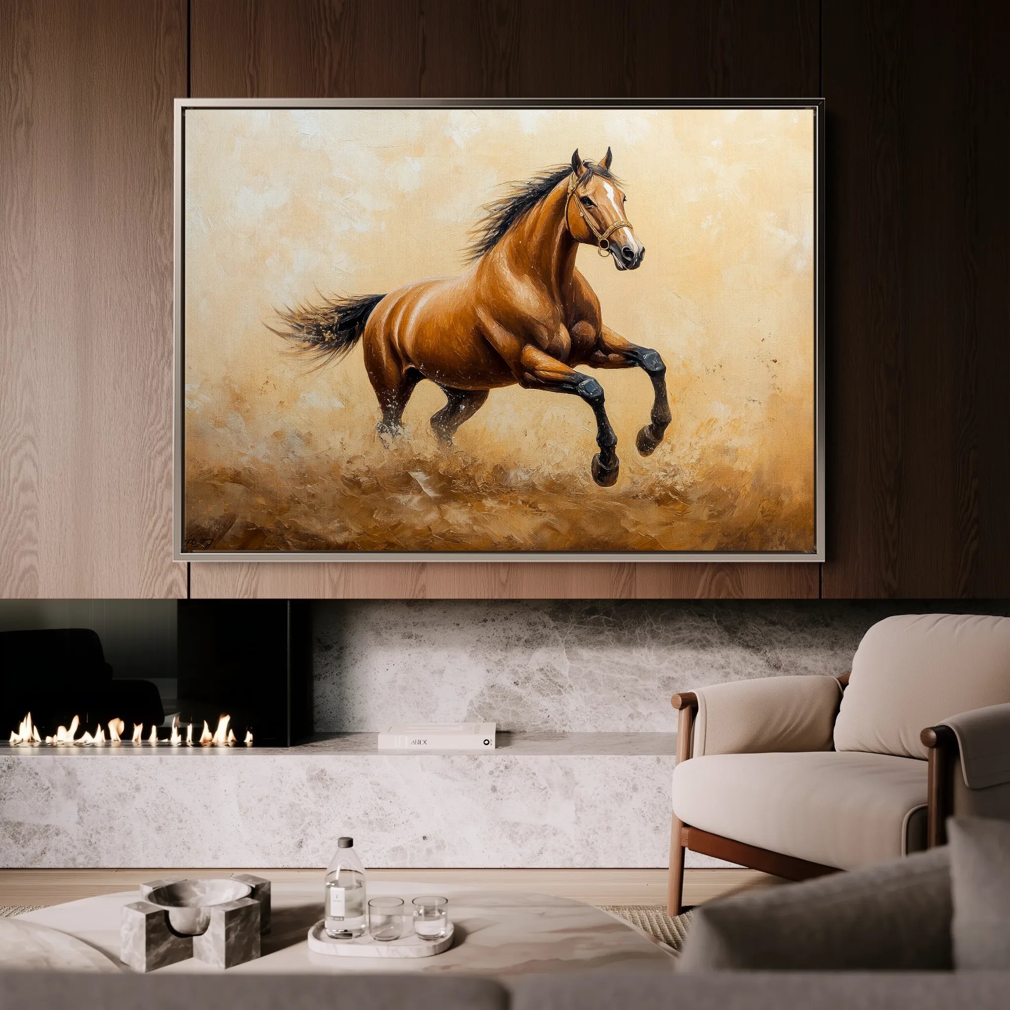 Horses 054 Canvas Art 60 x 40 cm / Black