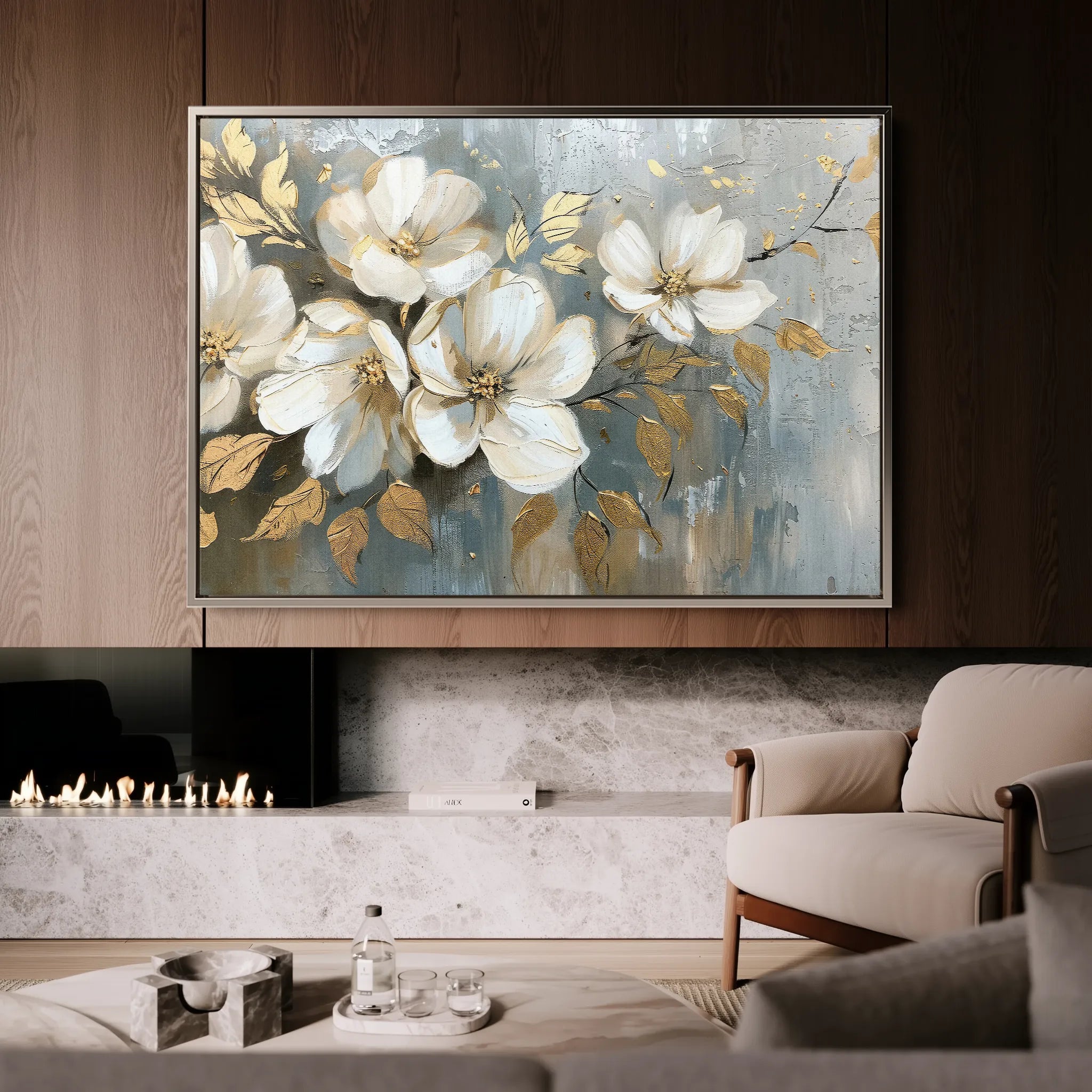 Floral 055 Canvas Art 60 x 40 cm / Black