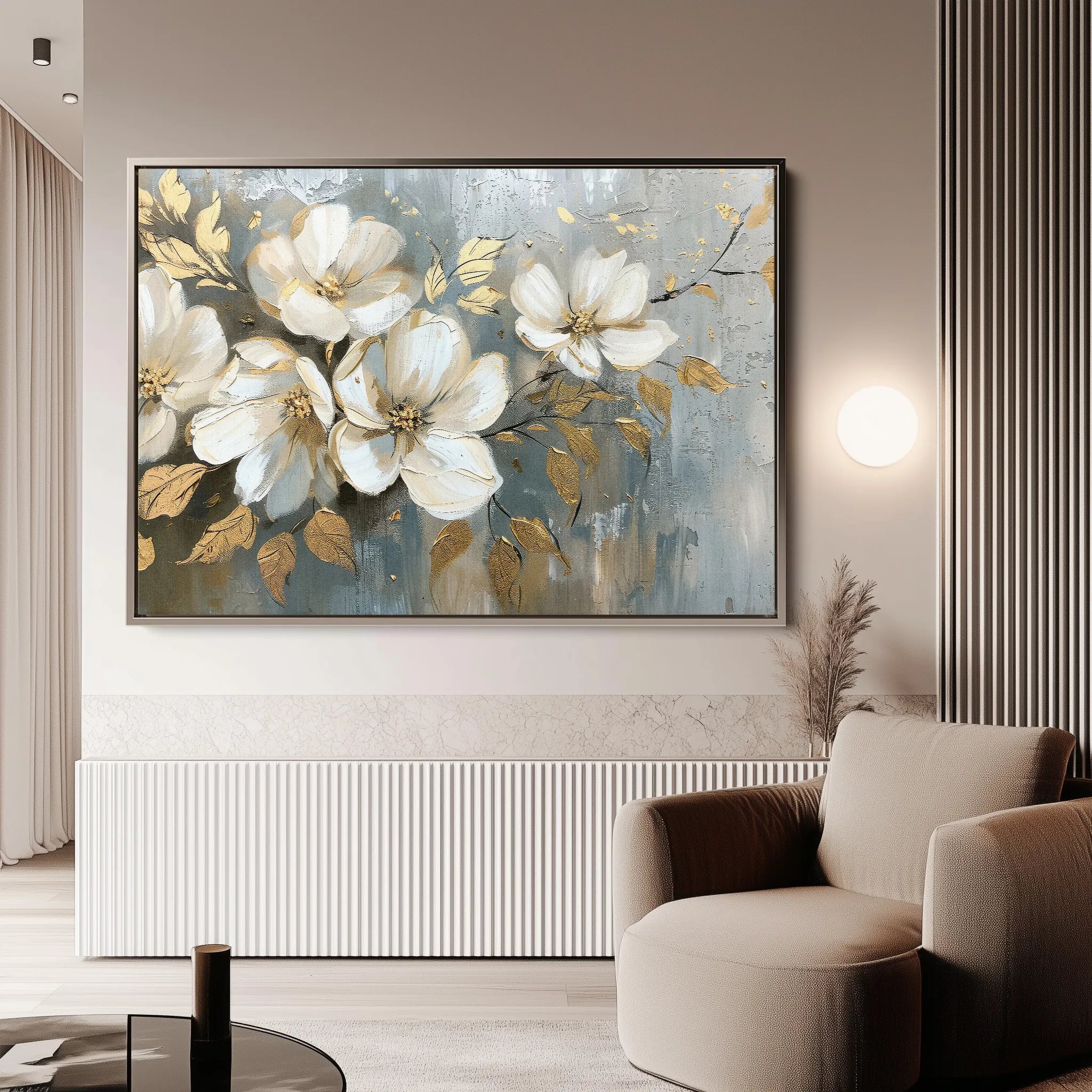 Floral 055 Canvas Art 60 x 40 cm / Black