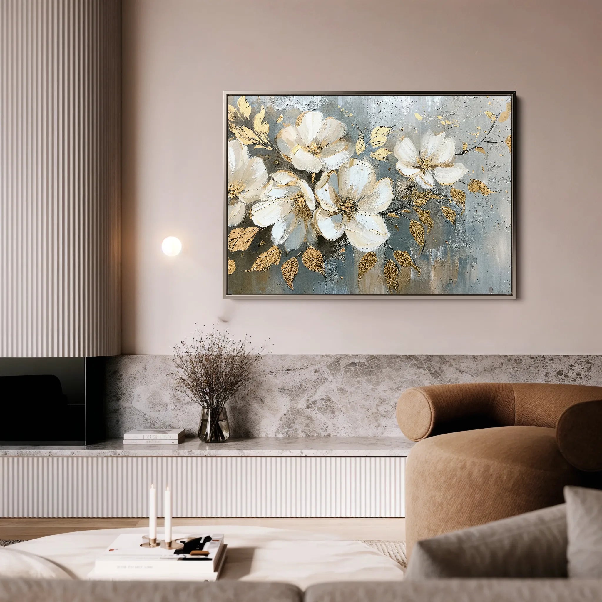 Floral 055 Canvas Art 60 x 40 cm / Black