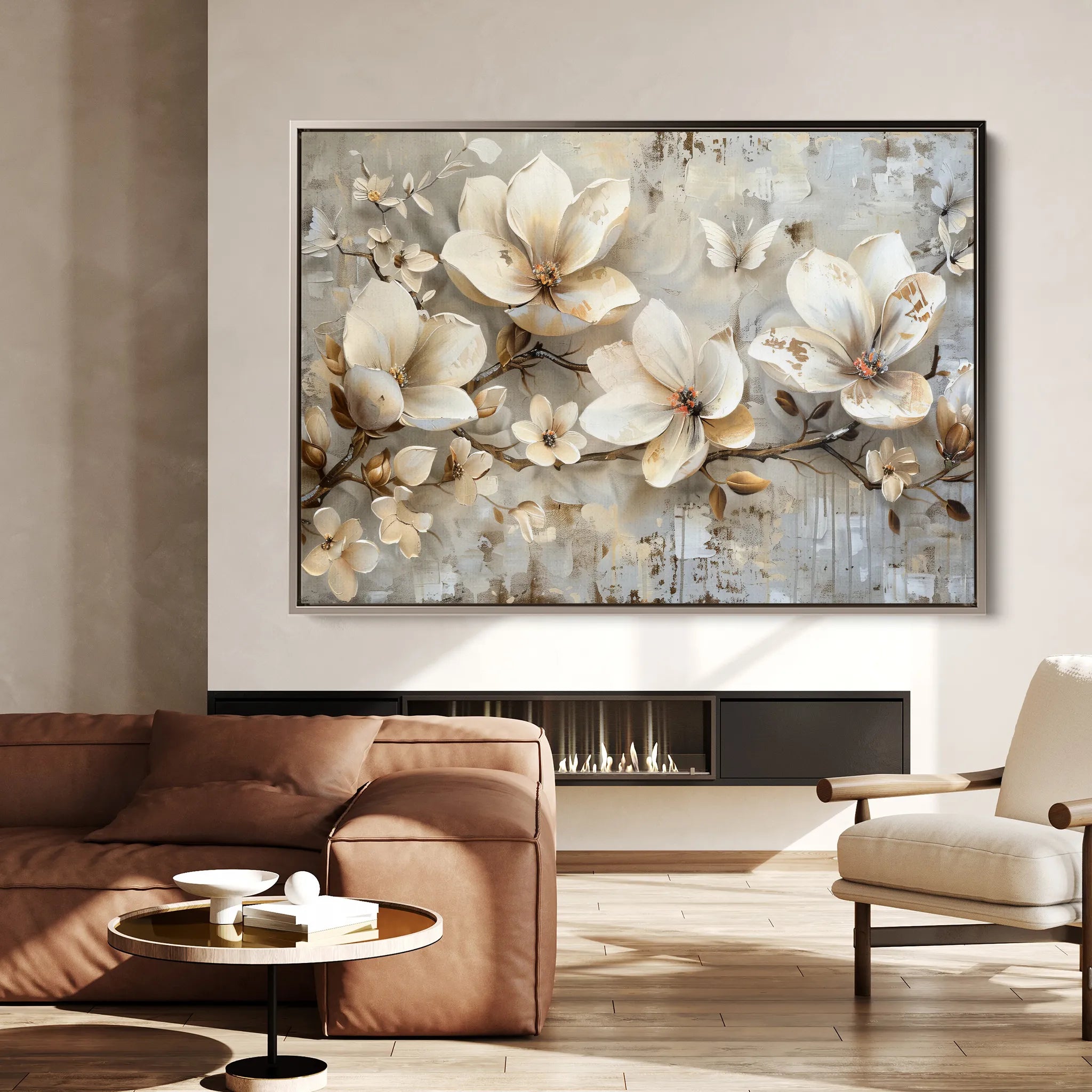 Floral 056 Canvas Art 60 x 40 cm / Black