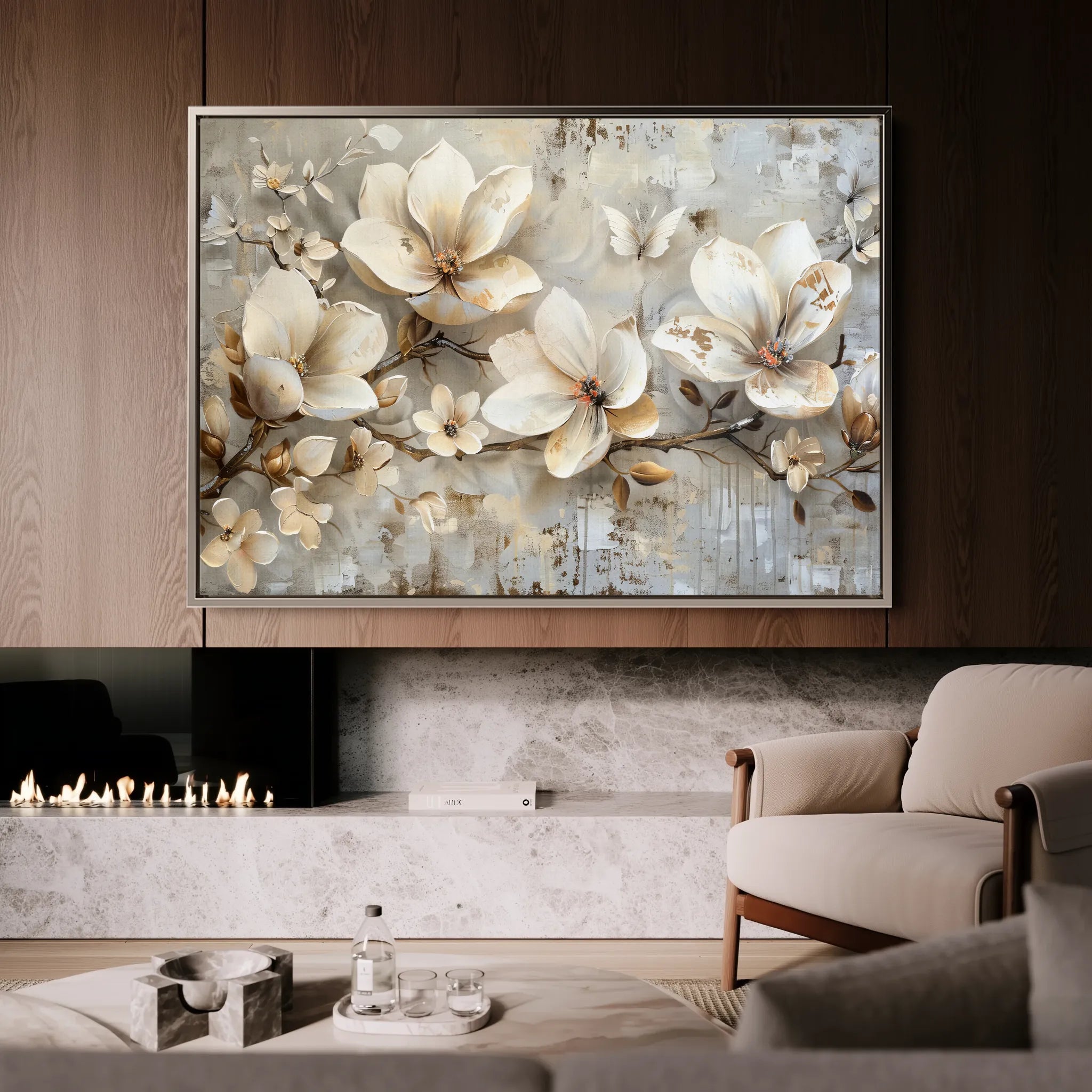 Floral 056 Canvas Art 60 x 40 cm / Black