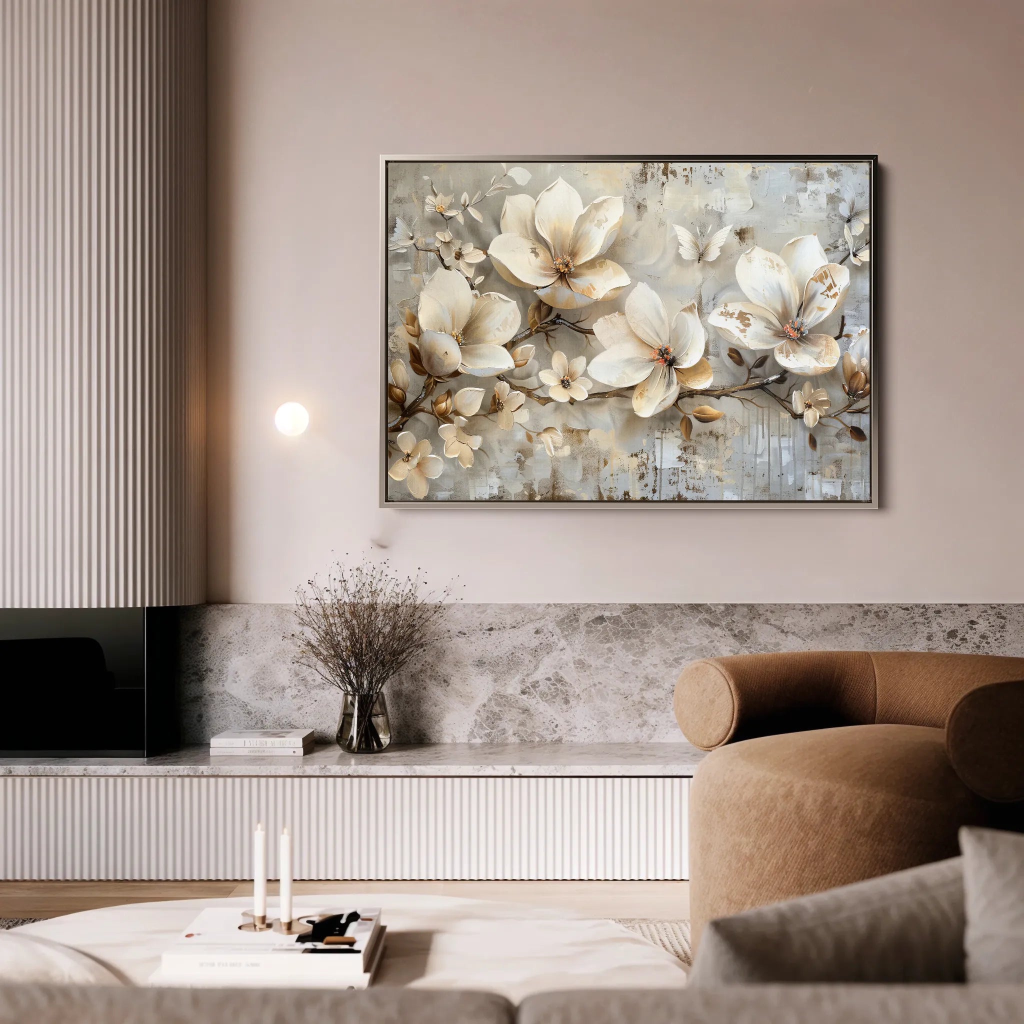 Floral 056 Canvas Art 60 x 40 cm / Black