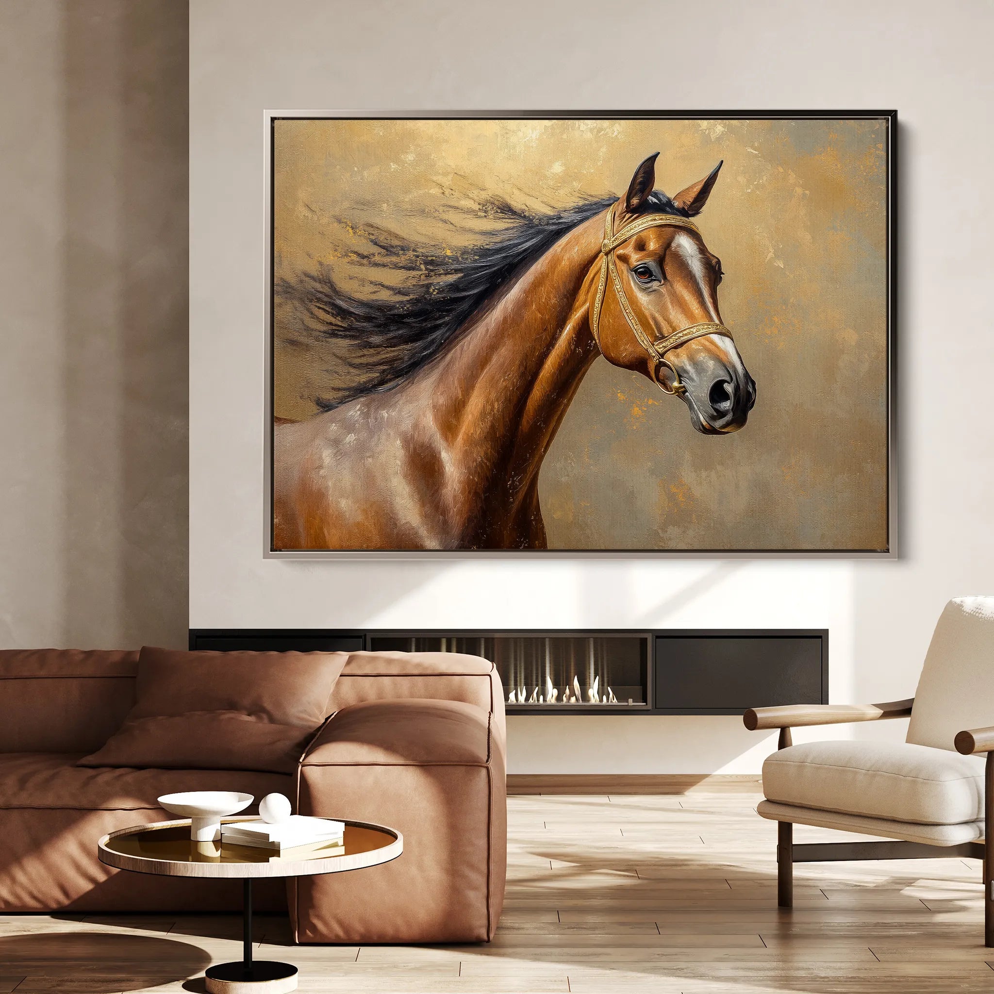 Horses 056 Canvas Art 60 x 40 cm / Black