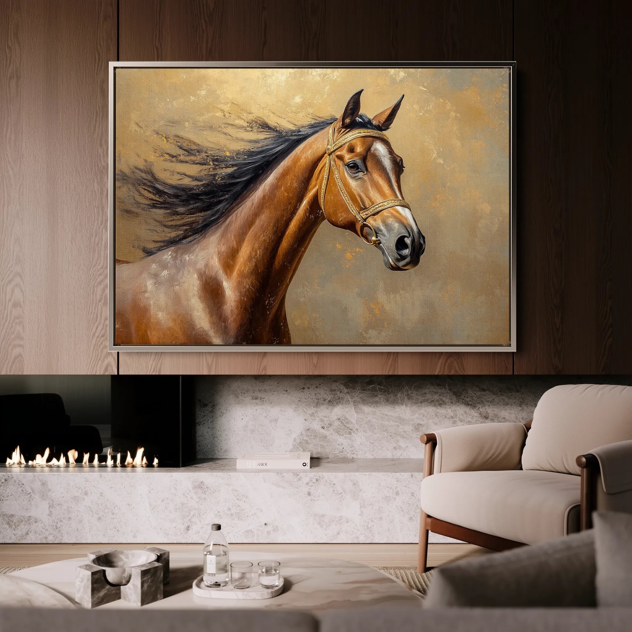 Horses 056 Canvas Art 60 x 40 cm / Black