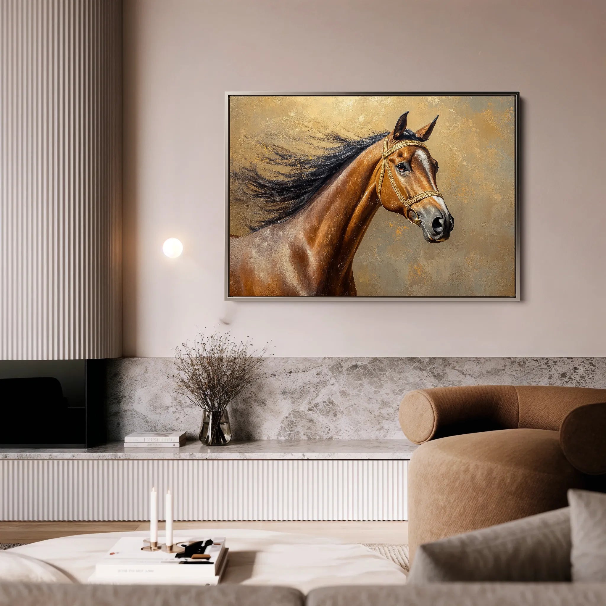 Horses 056 Canvas Art 60 x 40 cm / Black