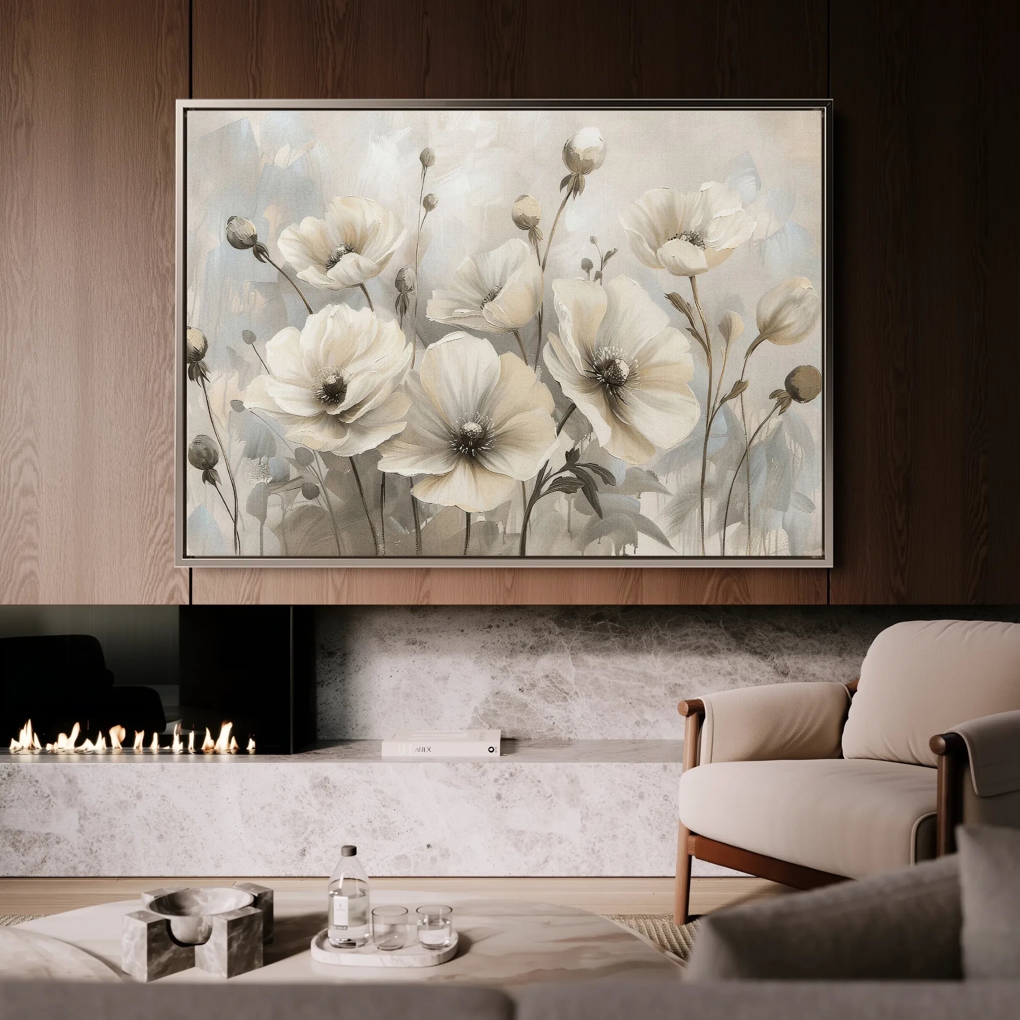 Floral 058 Canvas Art 60 x 40 cm / Black