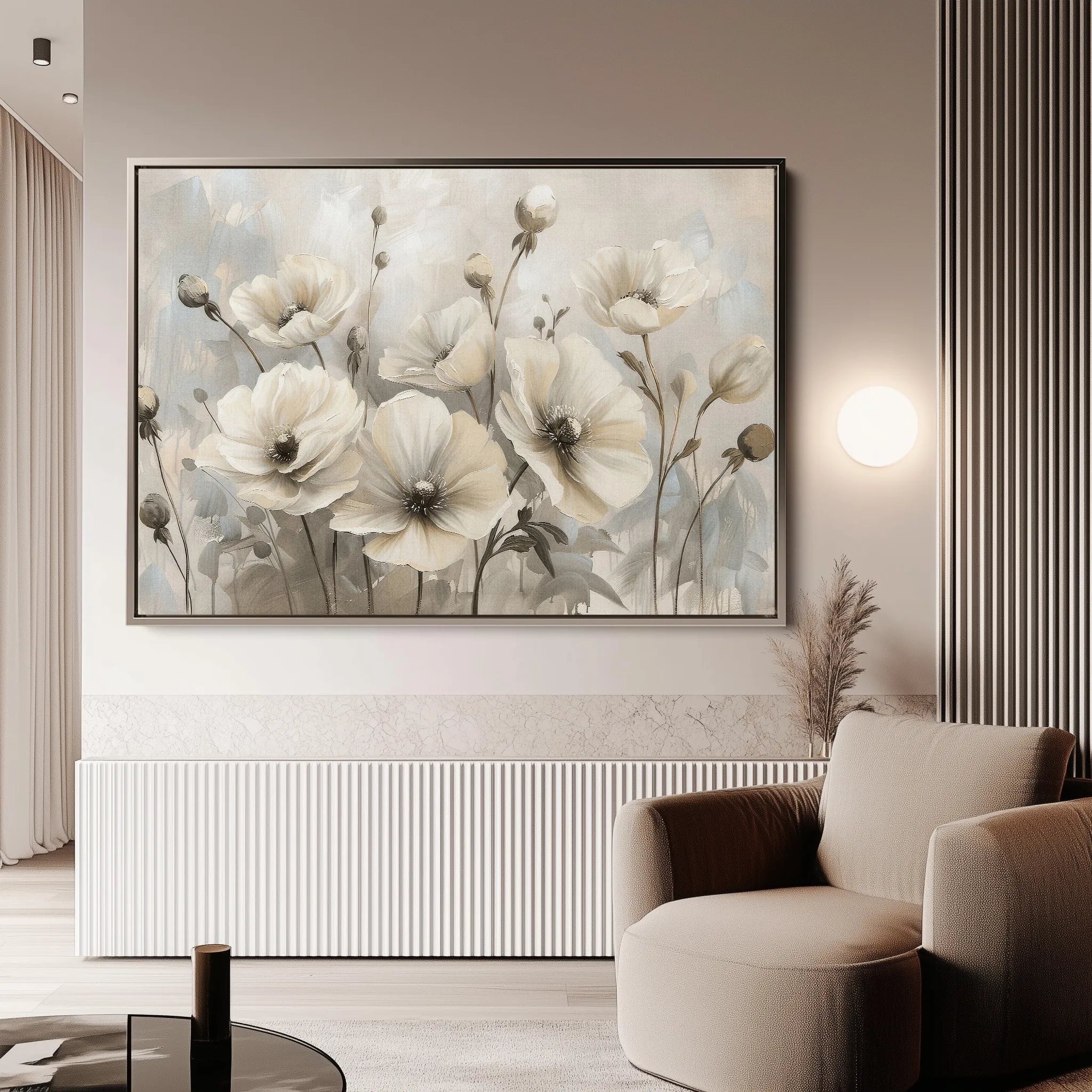 Floral 058 Canvas Art 60 x 40 cm / Black