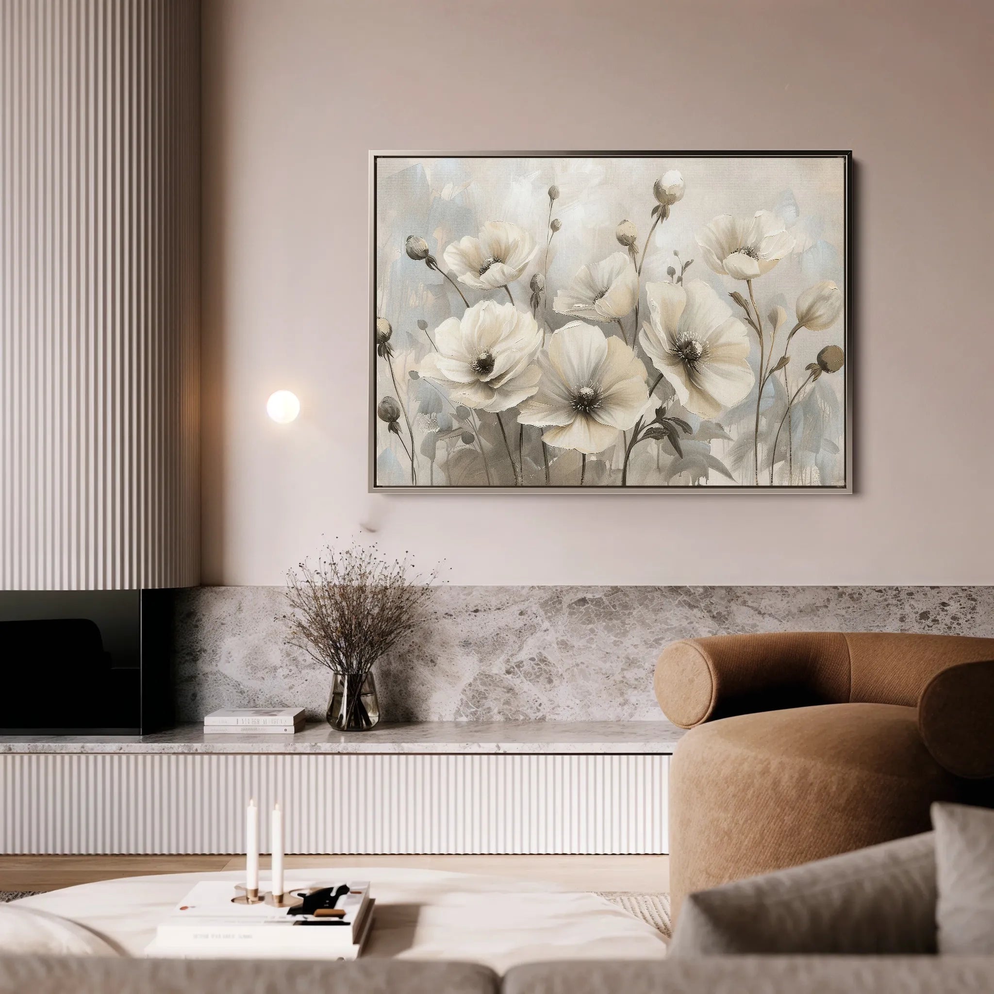 Floral 058 Canvas Art 60 x 40 cm / Black