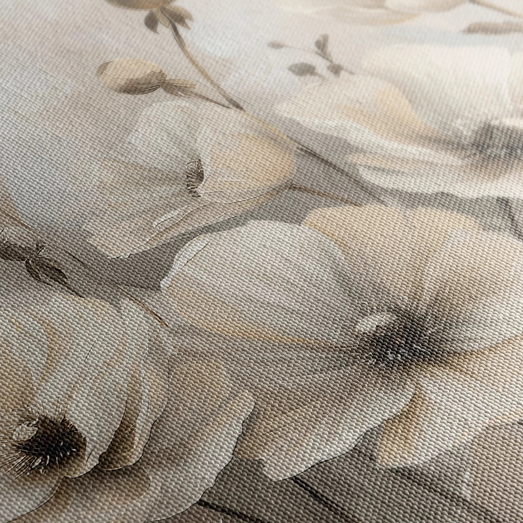 Floral 058 Canvas Art 60 x 40 cm / Black
