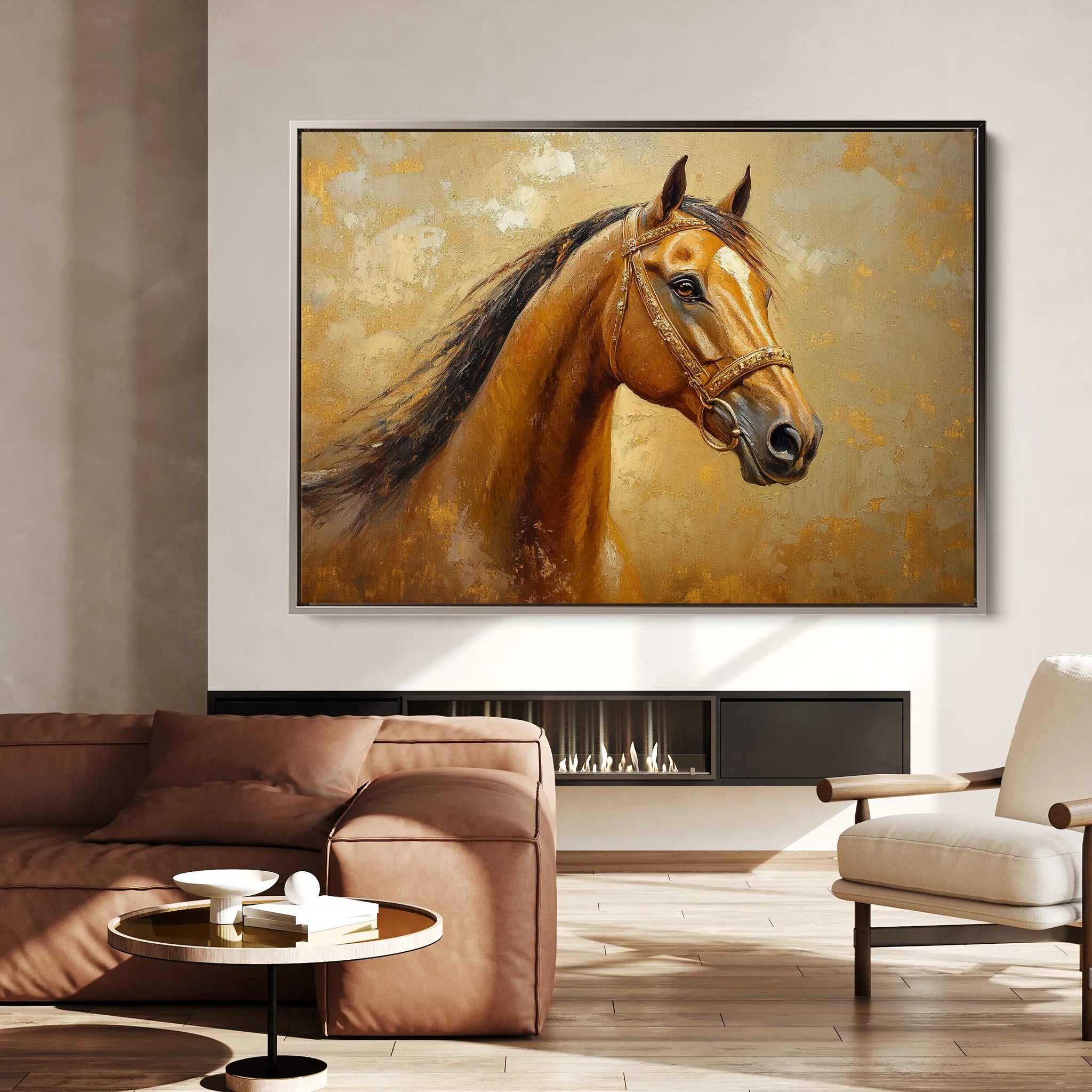 Horses 058 Canvas Art 60 x 40 cm / Black