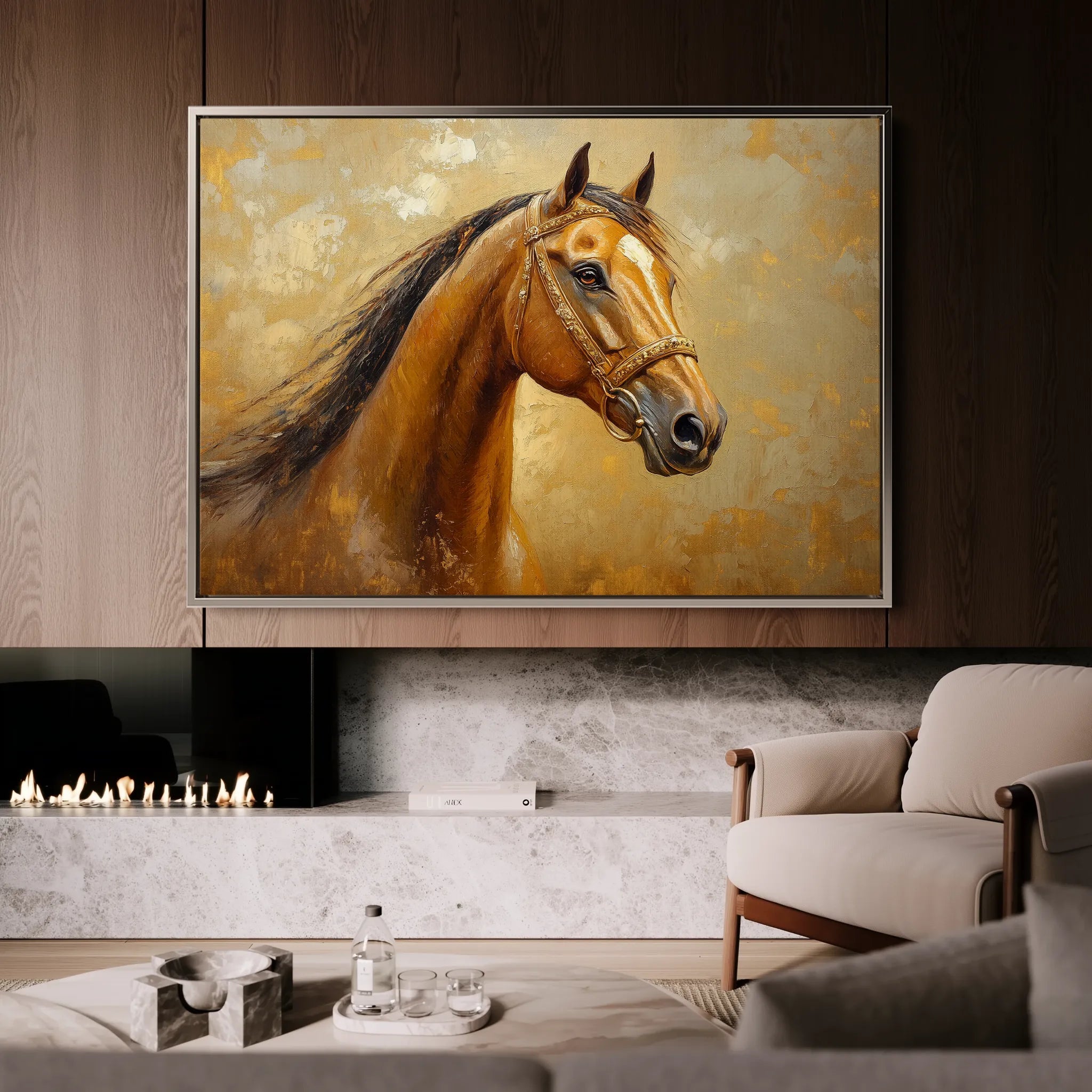 Horses 058 Canvas Art 60 x 40 cm / Black