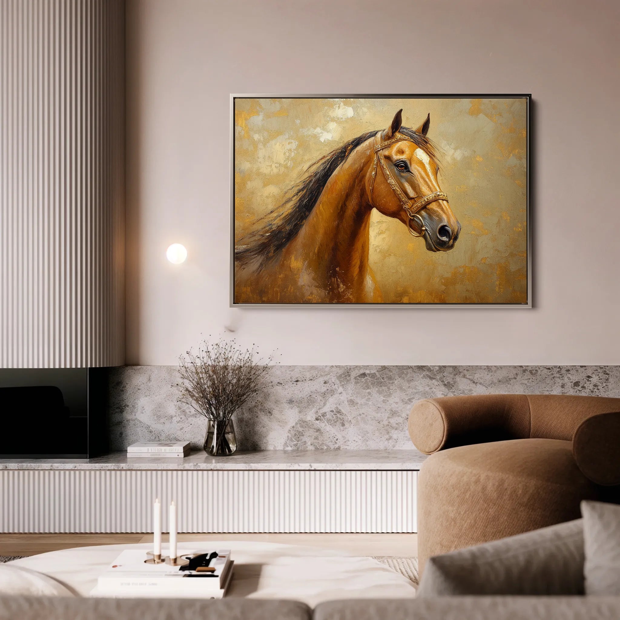 Horses 058 Canvas Art 60 x 40 cm / Black