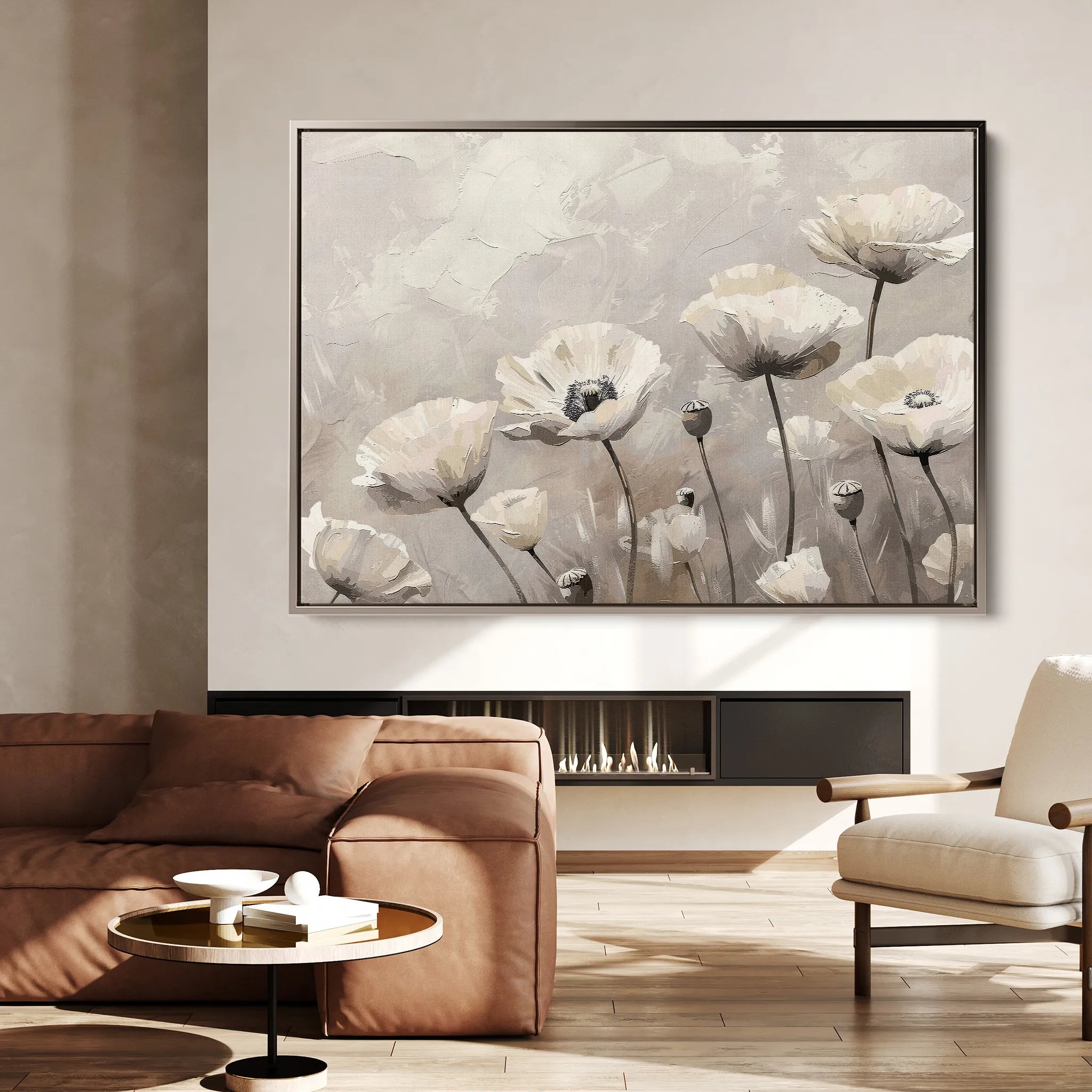 Floral 059 Canvas Art 60 x 40 cm / Black