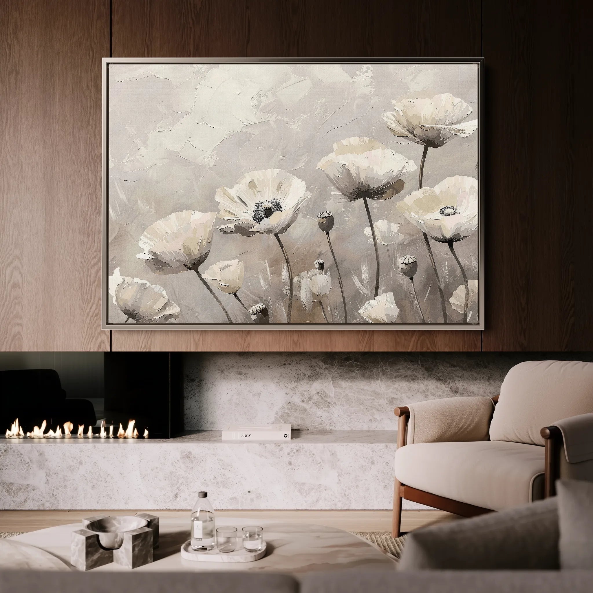 Floral 059 Canvas Art 60 x 40 cm / Black