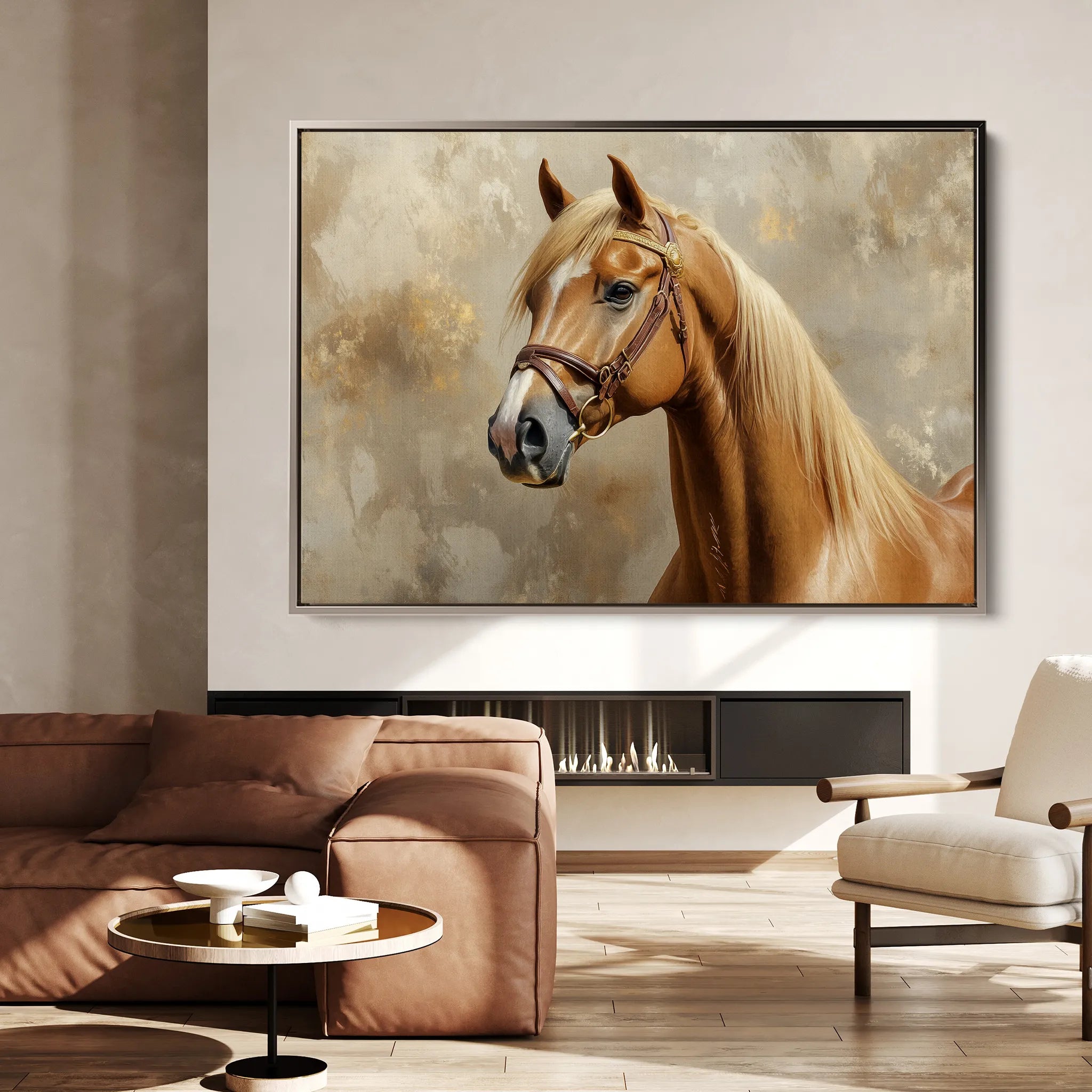 Horses 059 Canvas Art 60 x 40 cm / Black