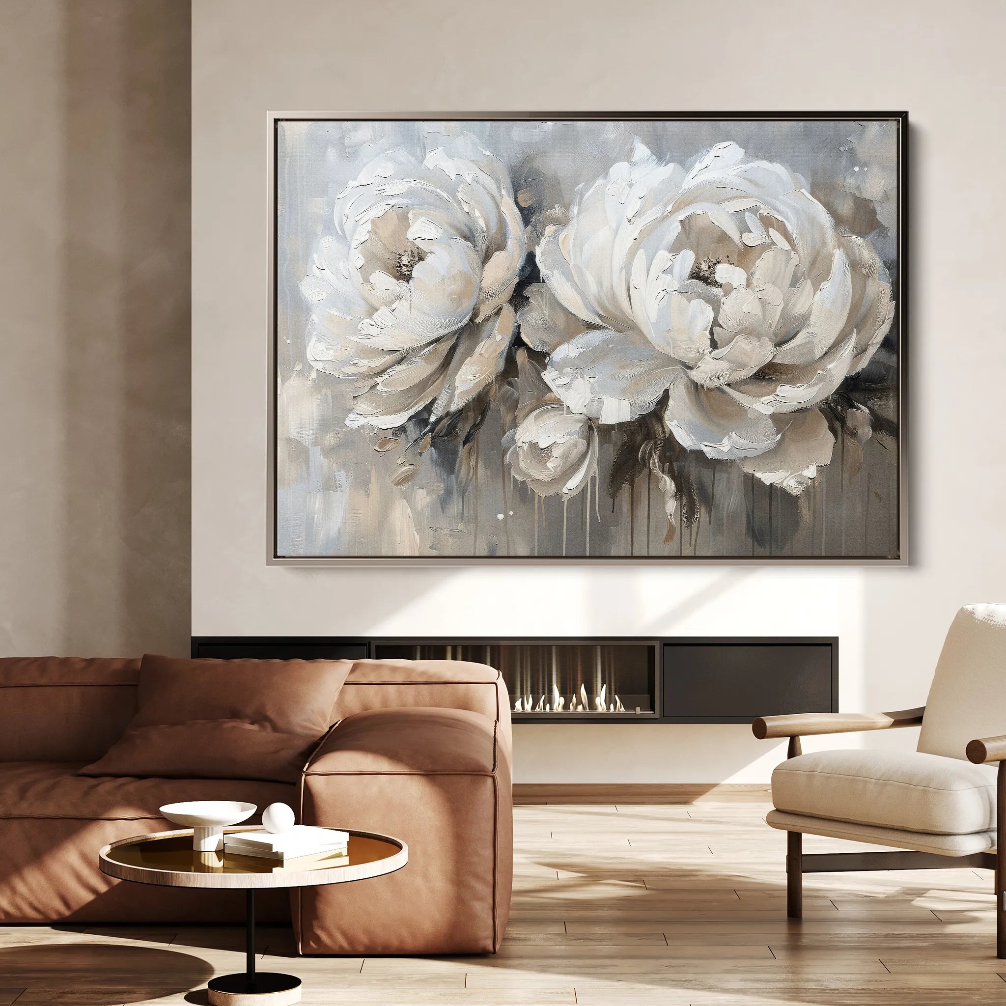 Floral 060 Canvas Art 60 x 40 cm / Black