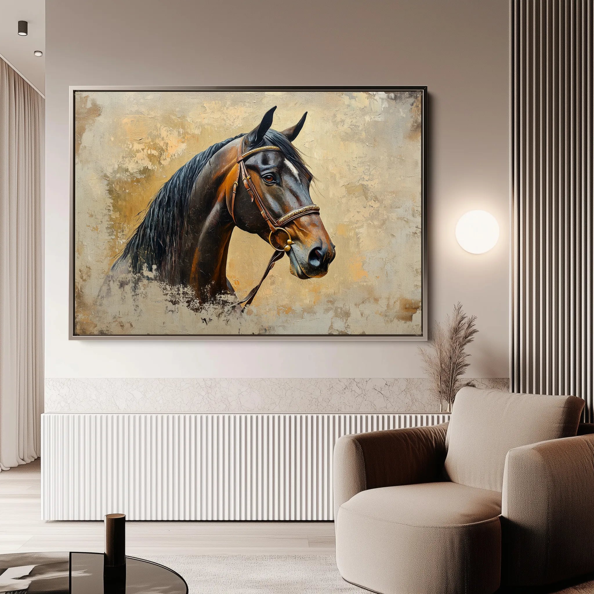 Horses 060 Canvas Art 60 x 40 cm / Black