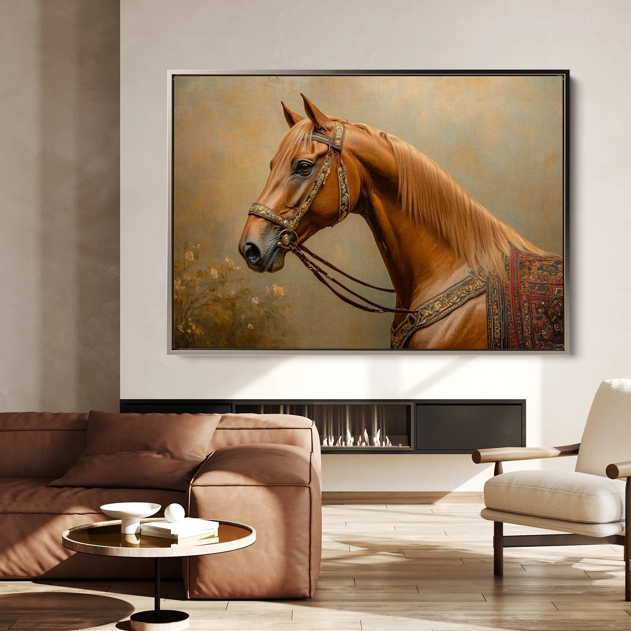 Horses 062 Canvas Art 60 x 40 cm / Black