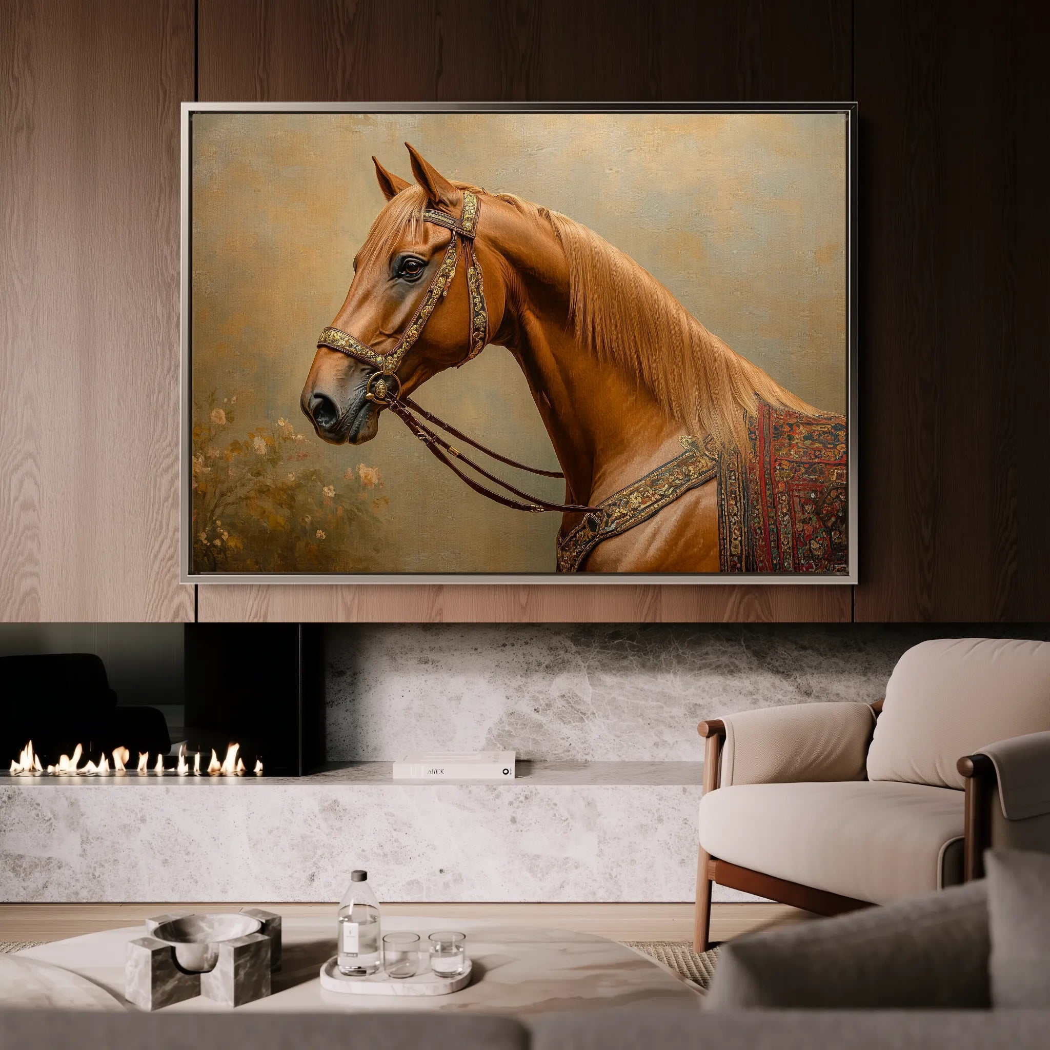 Horses 062 Canvas Art 60 x 40 cm / Black