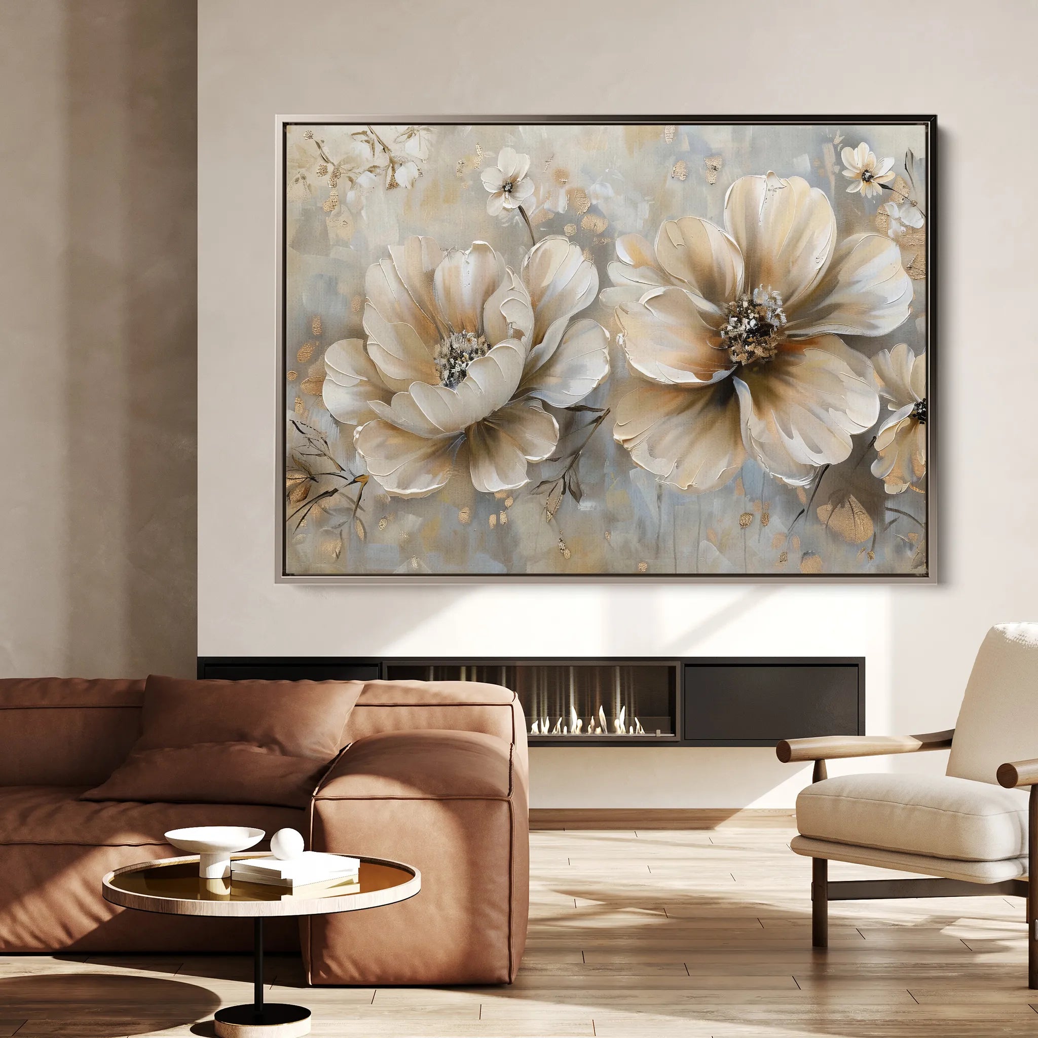 Floral 063 Canvas Art 60 x 40 cm / Black