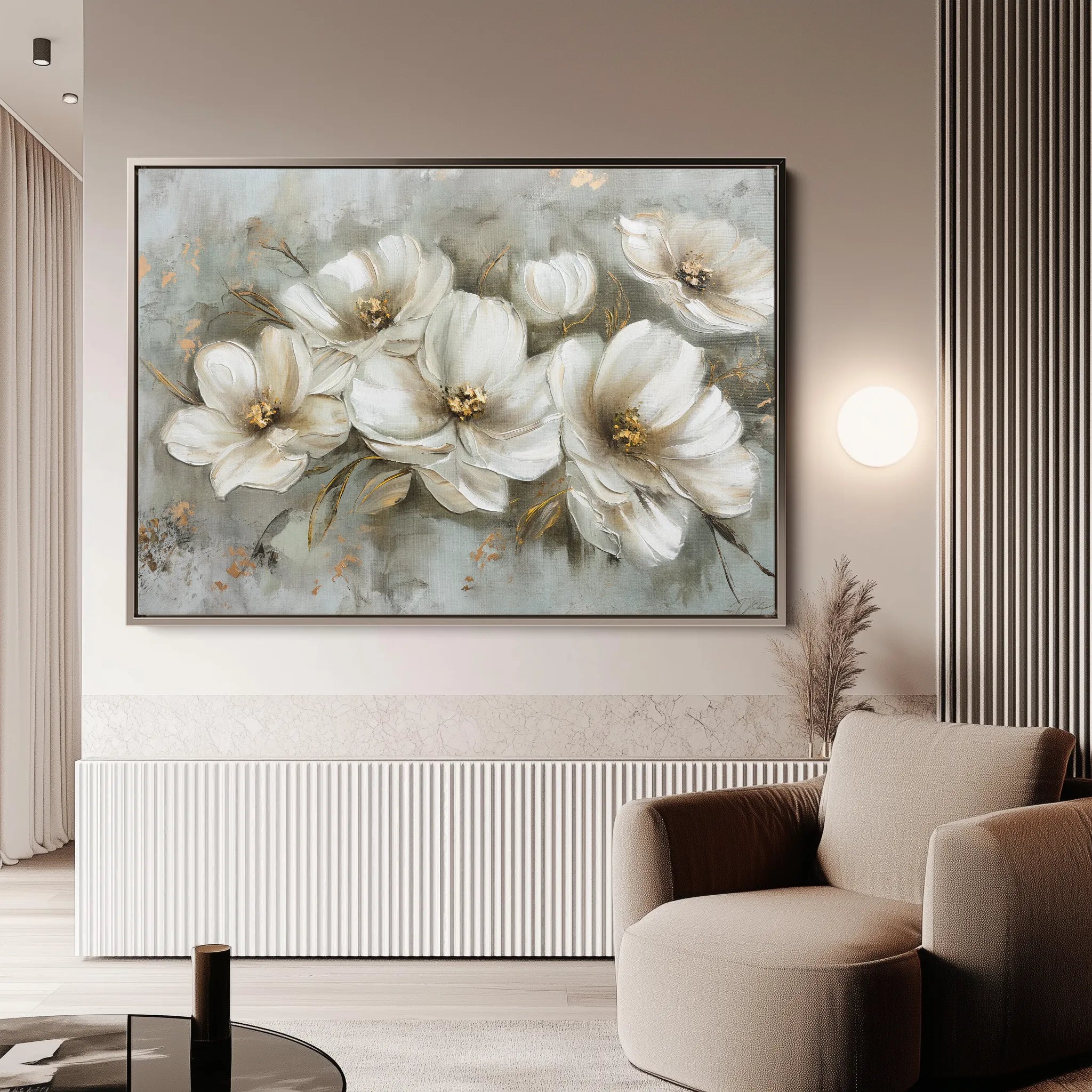 Floral 064 Canvas Art 60 x 40 cm / Black