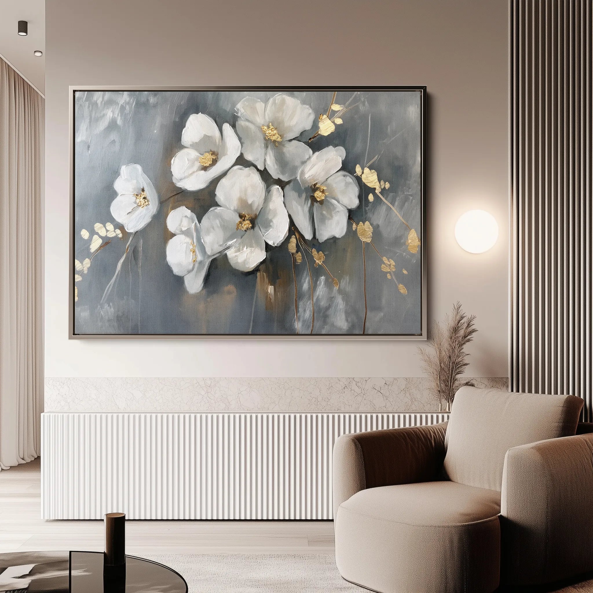 Floral 066 Canvas Art 60 x 40 cm / Black