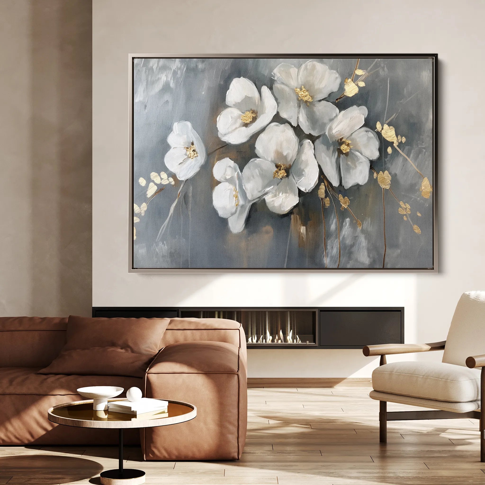 Floral 066 Canvas Art 60 x 40 cm / Black