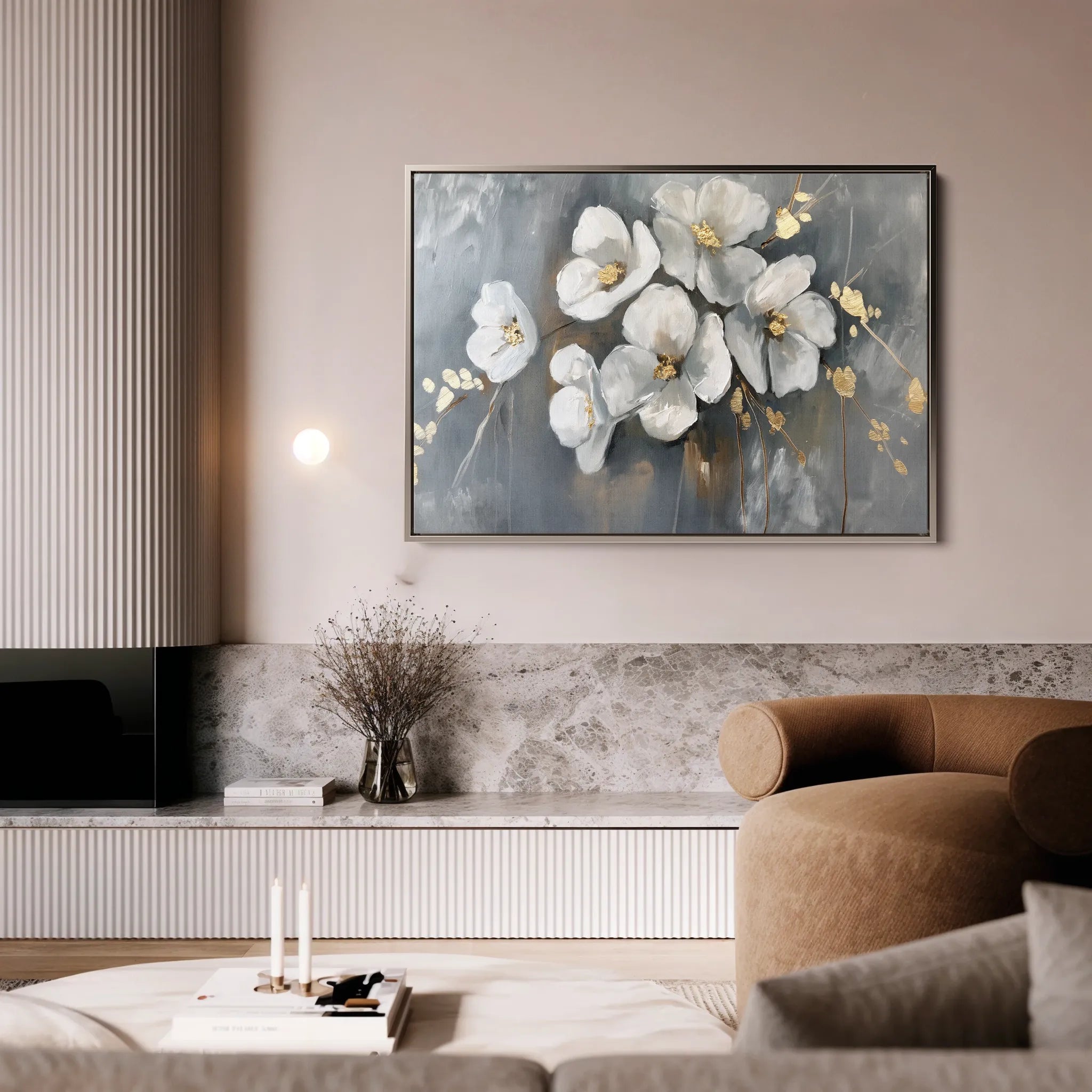 Floral 066 Canvas Art 60 x 40 cm / Black