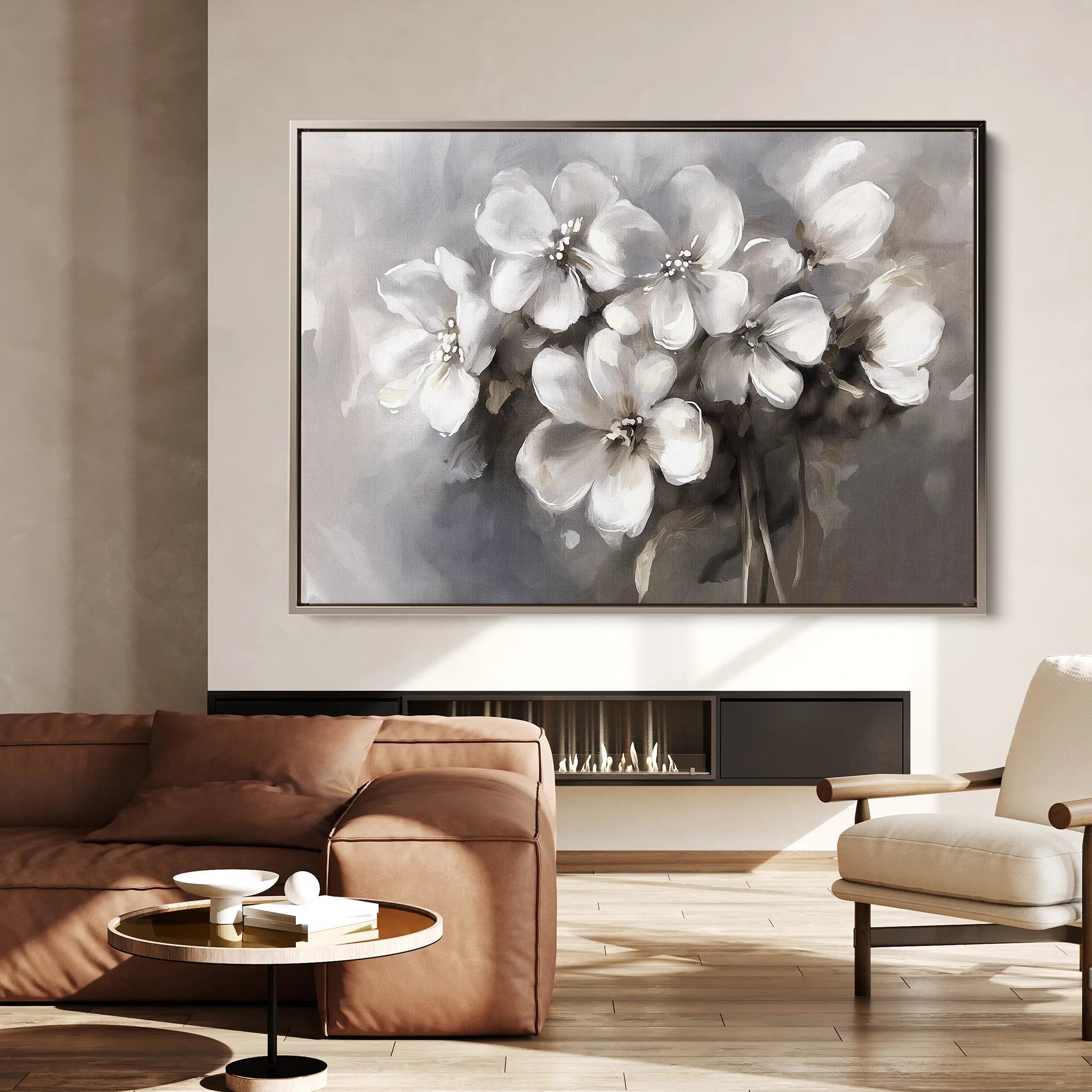 Floral 068 Canvas Art 60 x 40 cm / Black