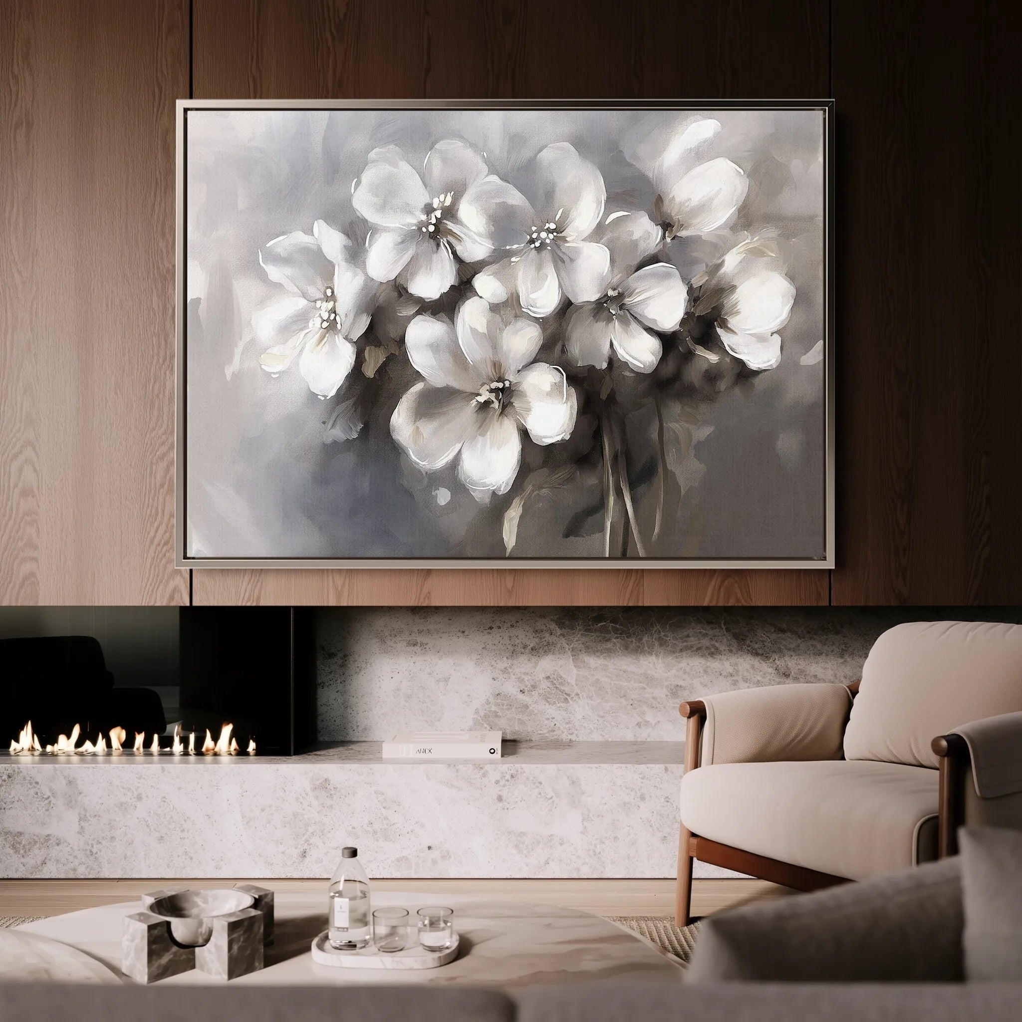 Floral 068 Canvas Art 60 x 40 cm / Black