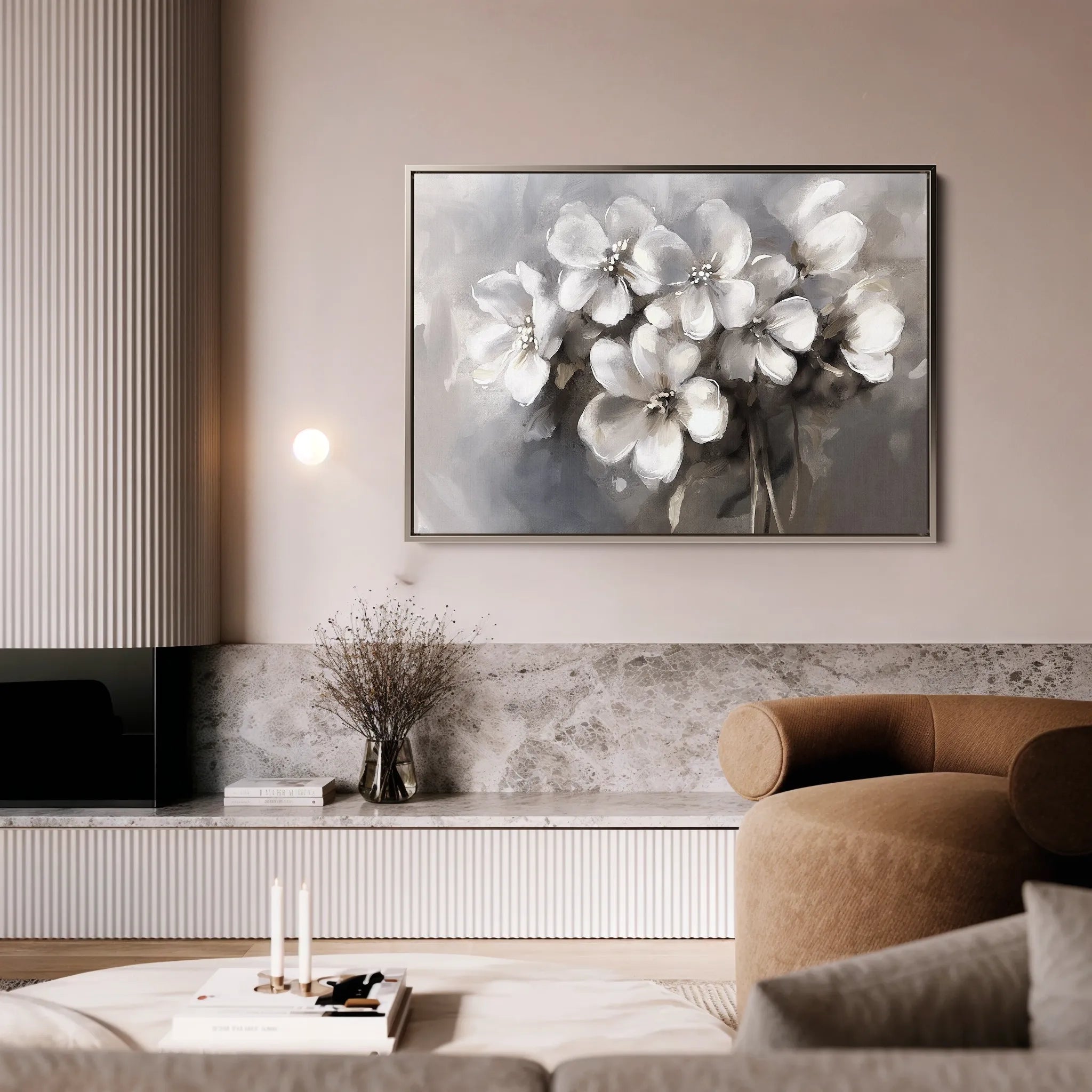 Floral 068 Canvas Art 60 x 40 cm / Black