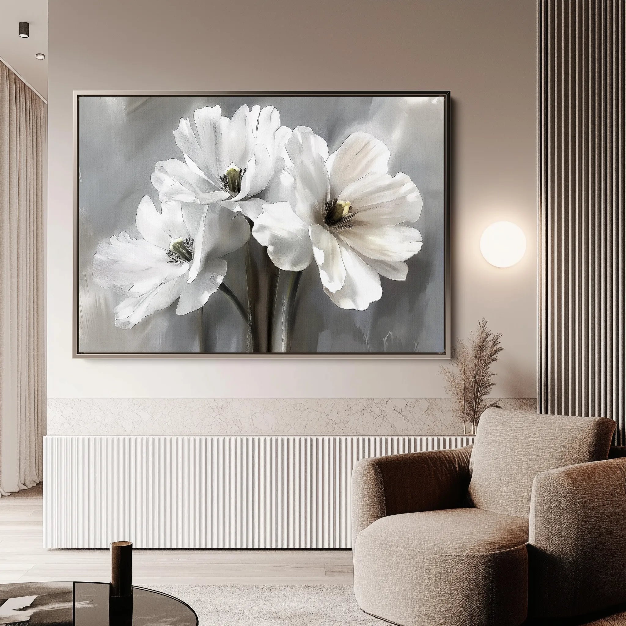 Floral 069 Canvas Art 60 x 40 cm / Black