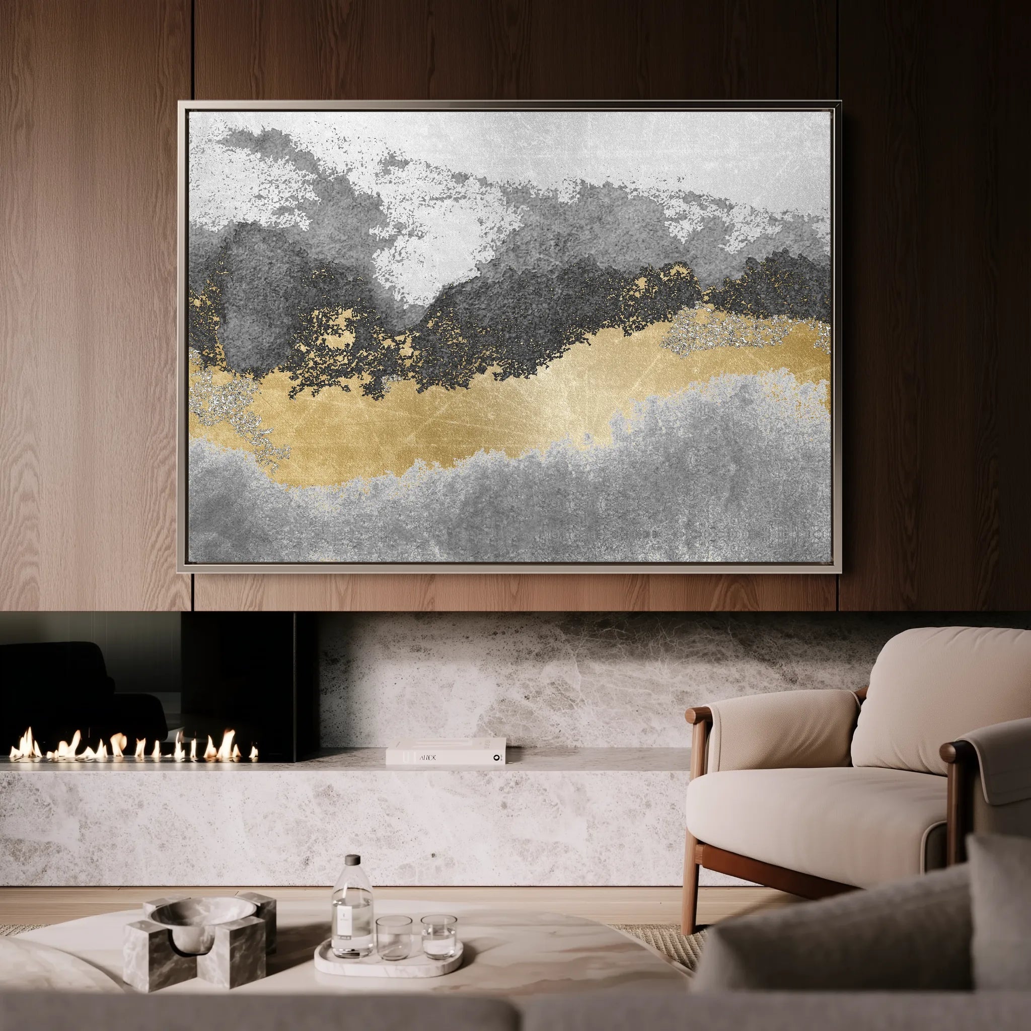 Abstract 070 Canvas Art 60 x 40 cm / Black