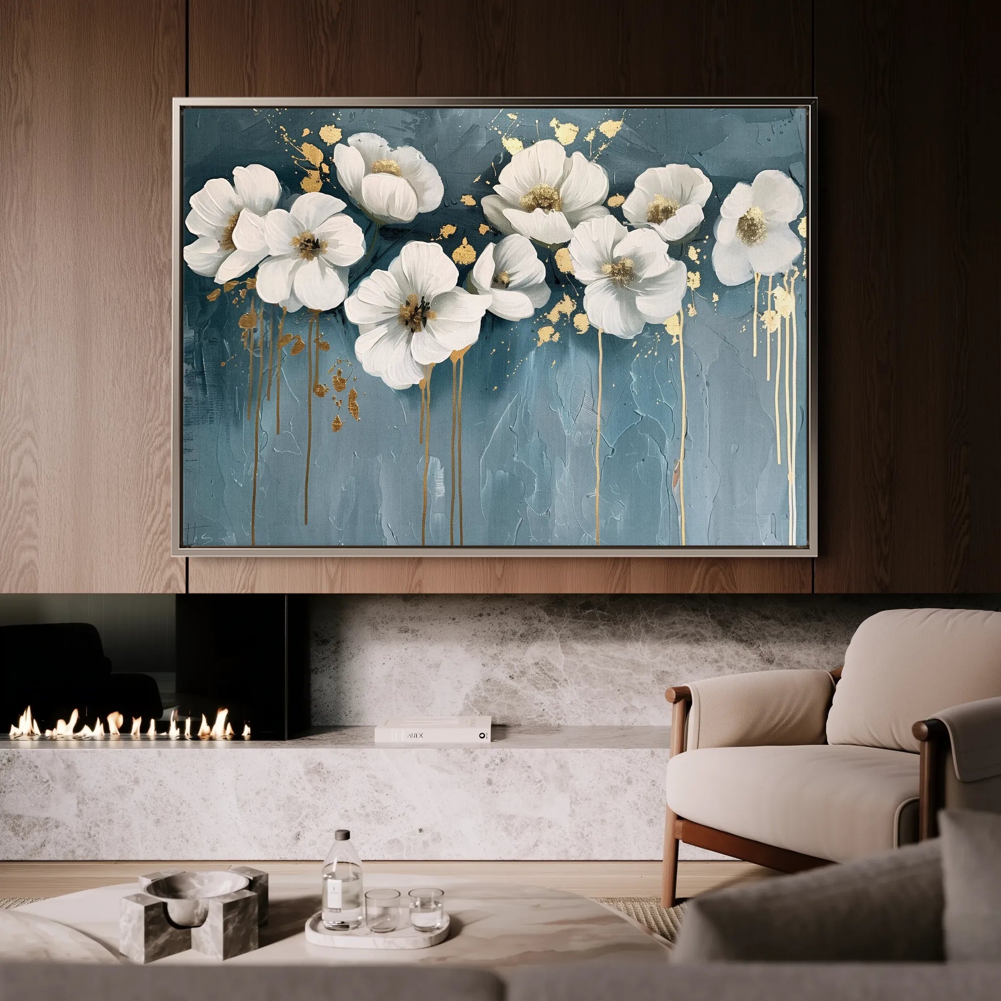 Floral 070 Canvas Art 60 x 40 cm / Black